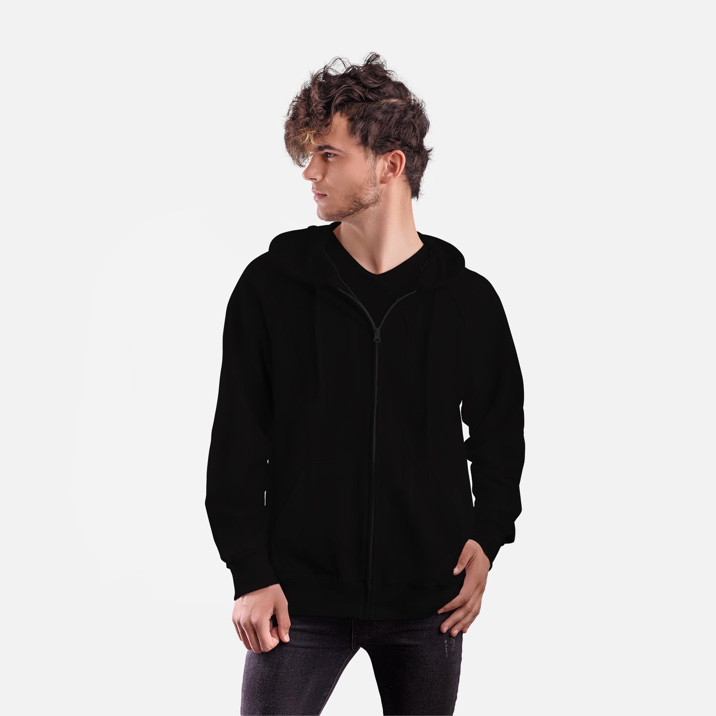 Zipper Hoodie Black- FlyingCart.pk