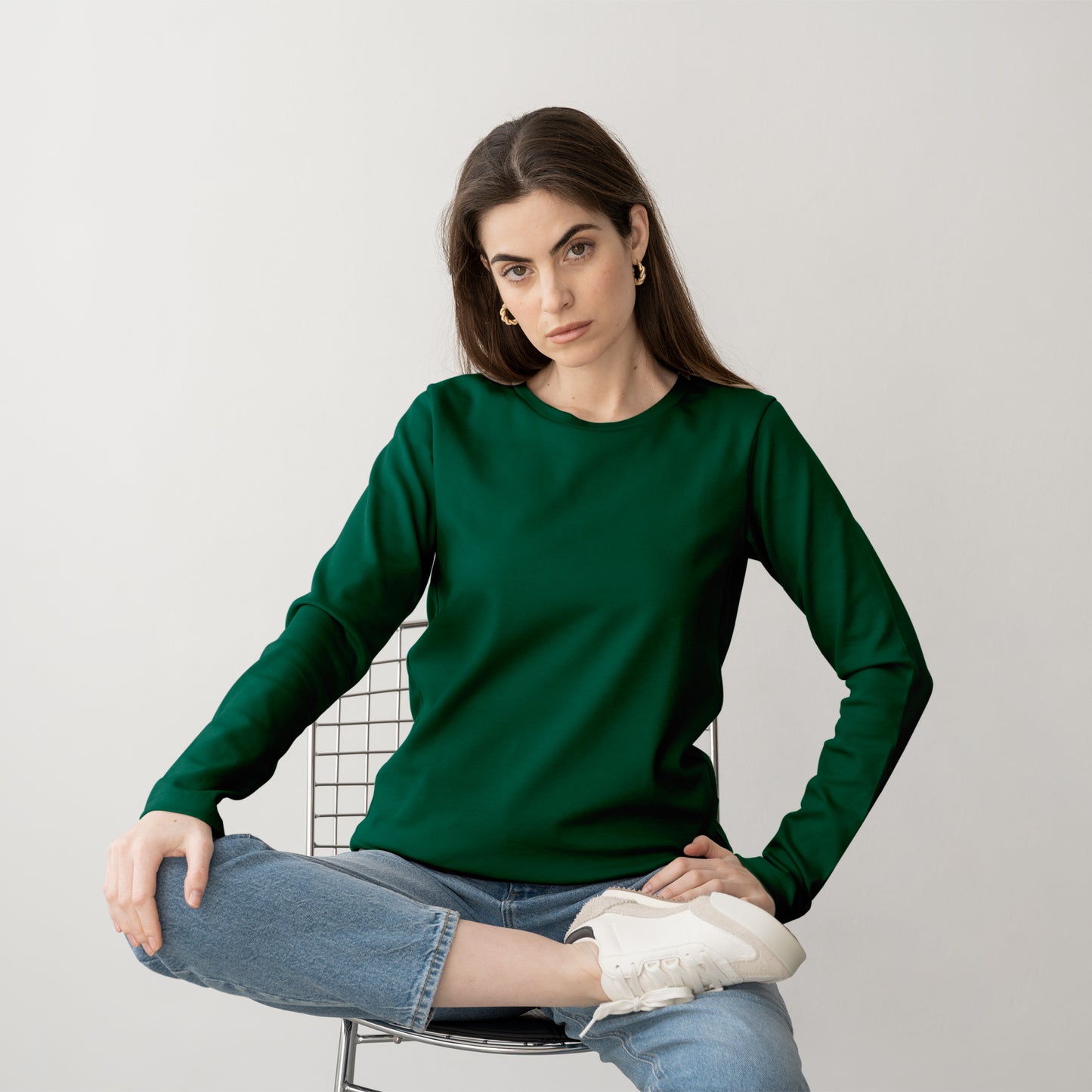 Dark Green Full Sleeve T-Shirt for Women- FlyingCart.pk