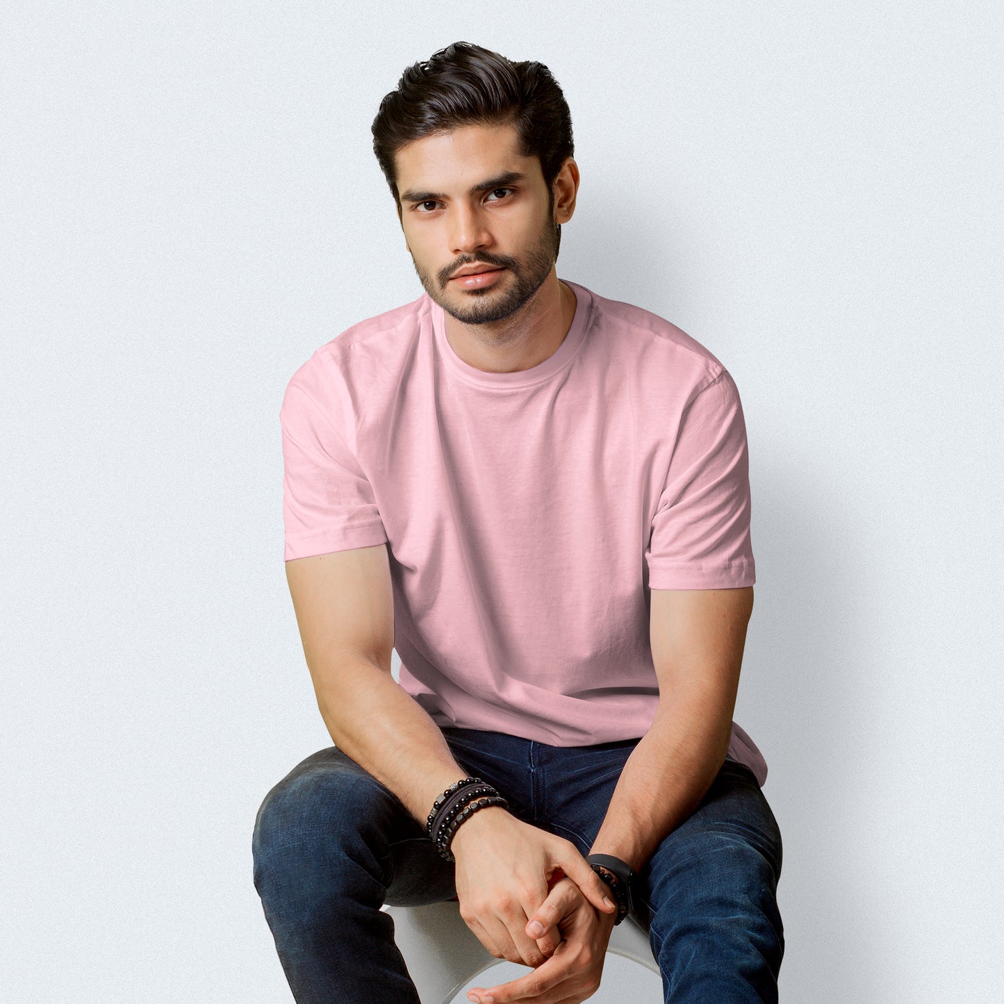 Half Sleeves Light Pink T-shirt For Men - FlyingCart.pk