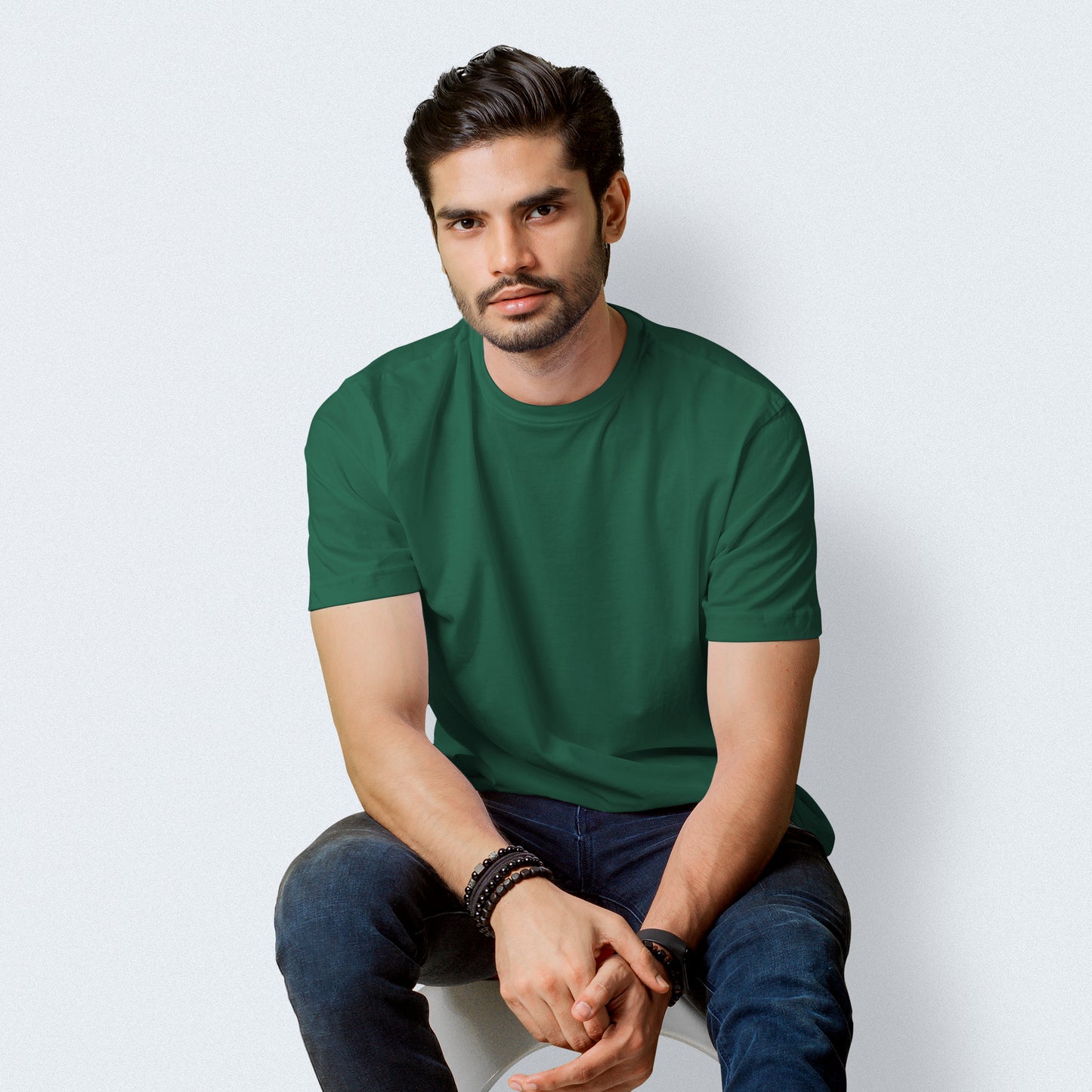 Half Sleeves Dark Green T-shirt For Men- FlyingCart.pk