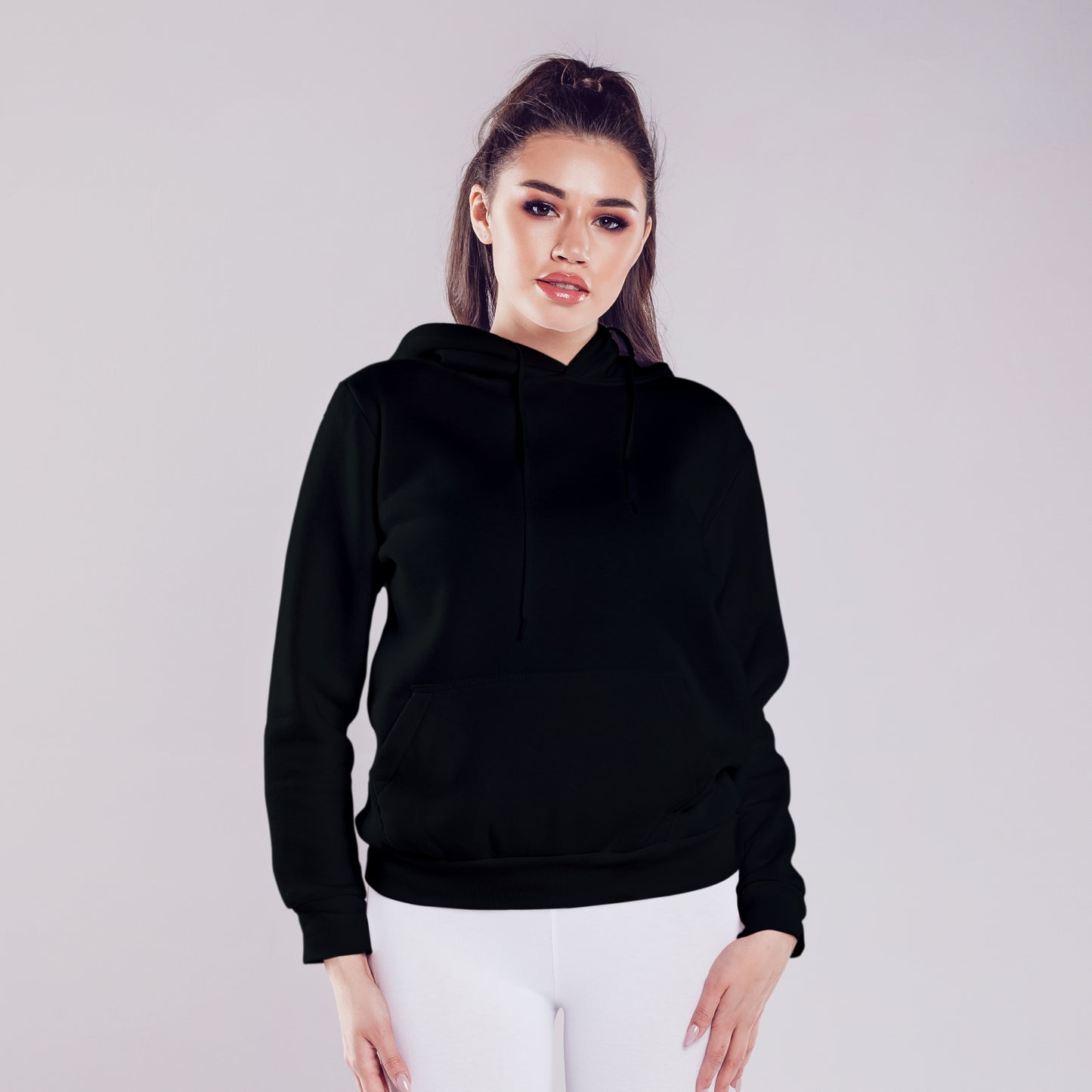 Women Pullover Hoodie Black- FlyingCart.pk