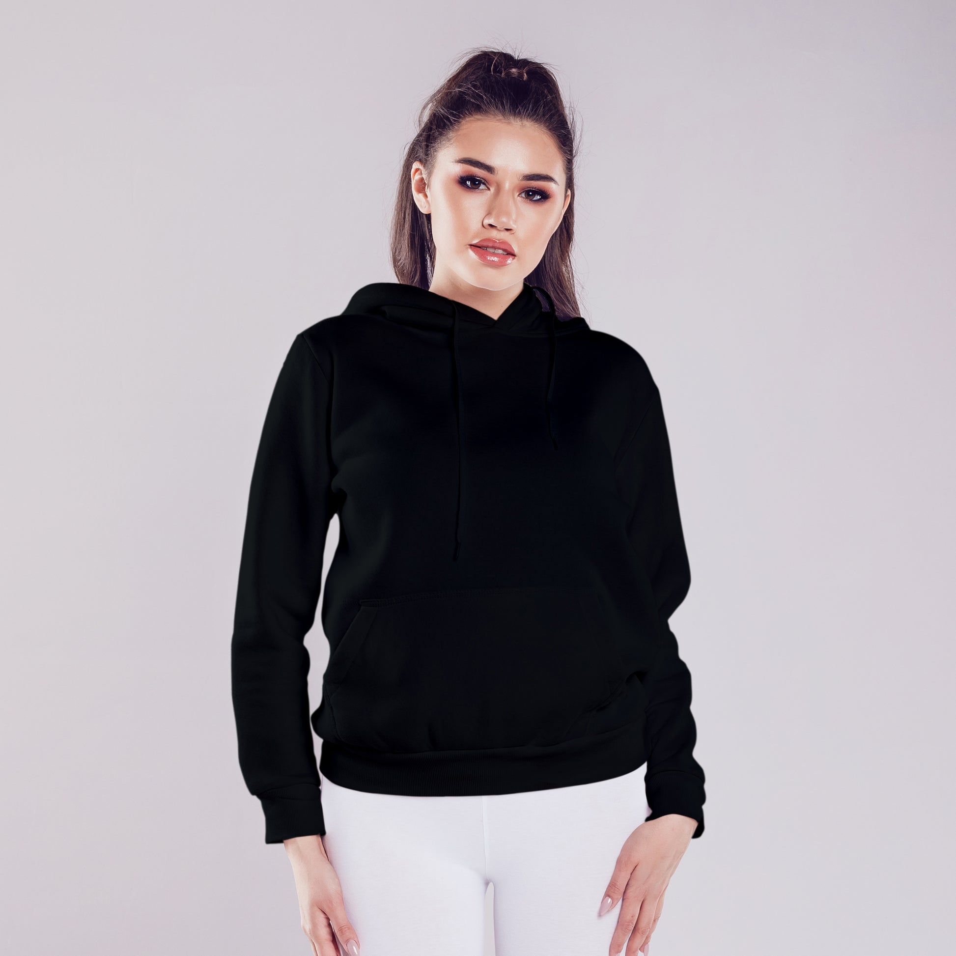 Women Pullover Hoodie Black- FlyingCart.pk