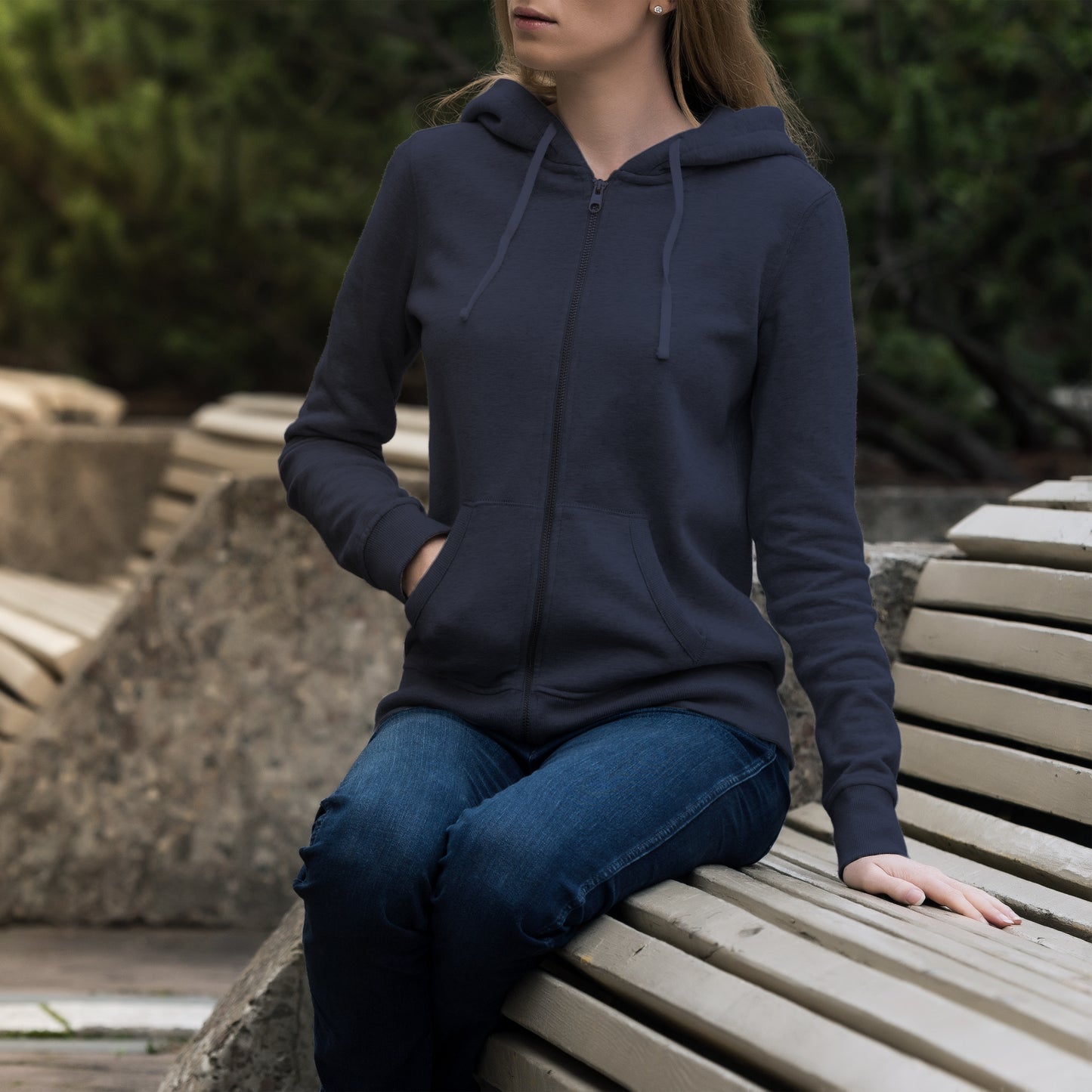 Women Zipper Hoodie Charcoal Grey- FlyingCart.pk