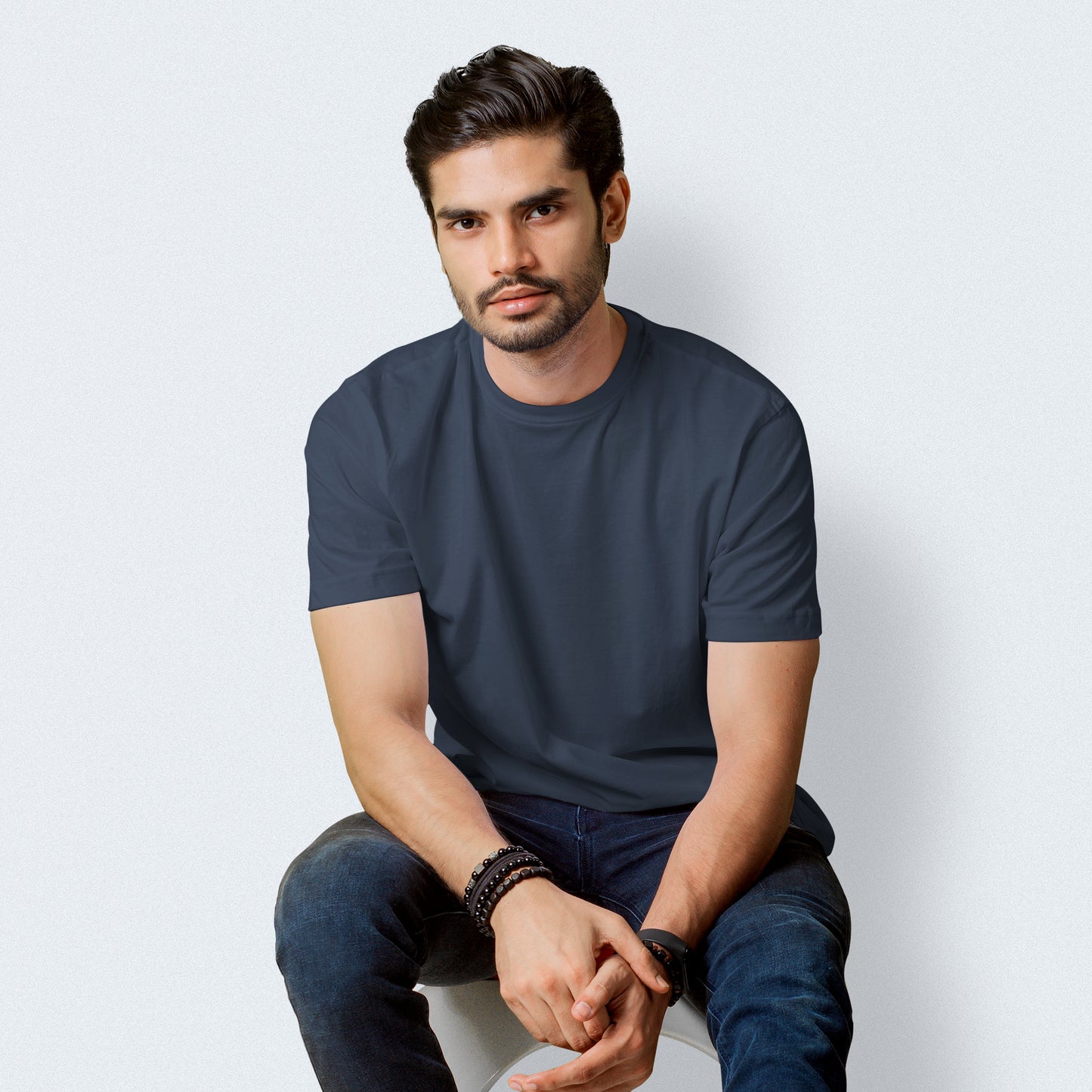 Half Sleeves Charcoal Grey T-shirt For Men- FlyingCart.pk