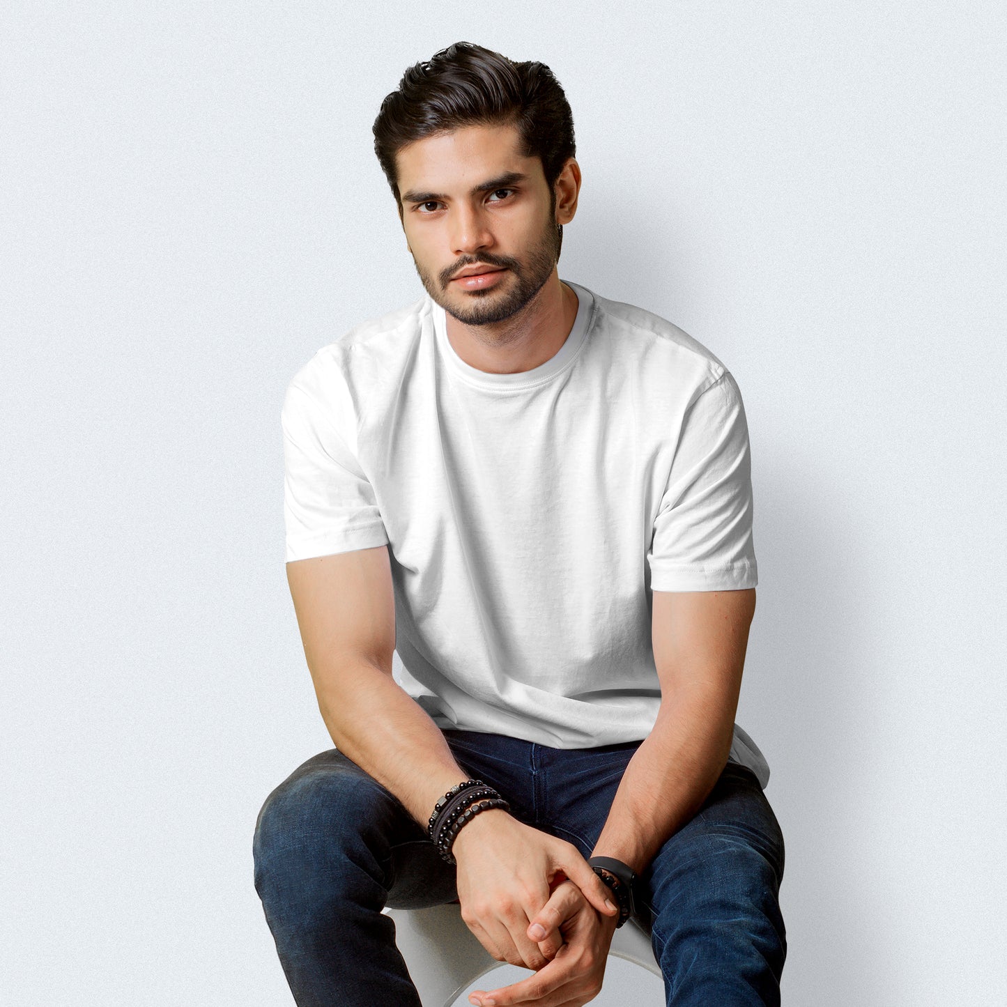 Half Sleeves White T-shirt For Men - FlyingCart.pk