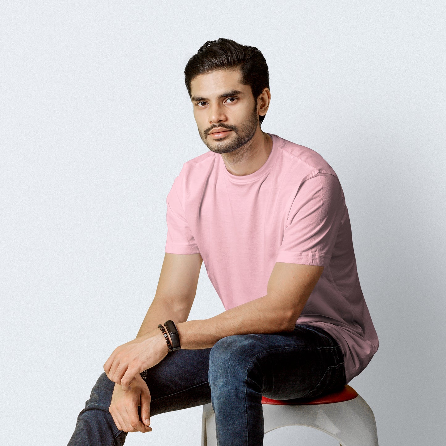 Half Sleeves Light Pink T-shirt For Men - FlyingCart.pk