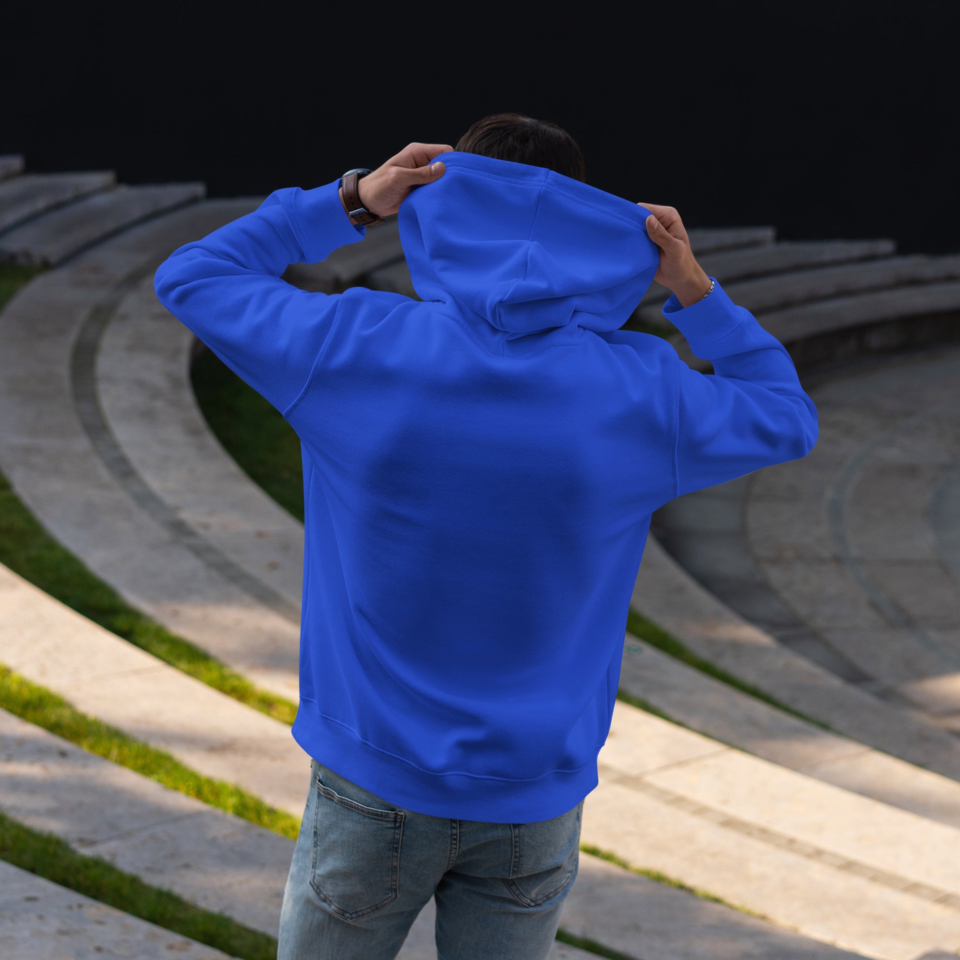 Men Pullover Hoodie Royal Blue- FlyingCart.pk