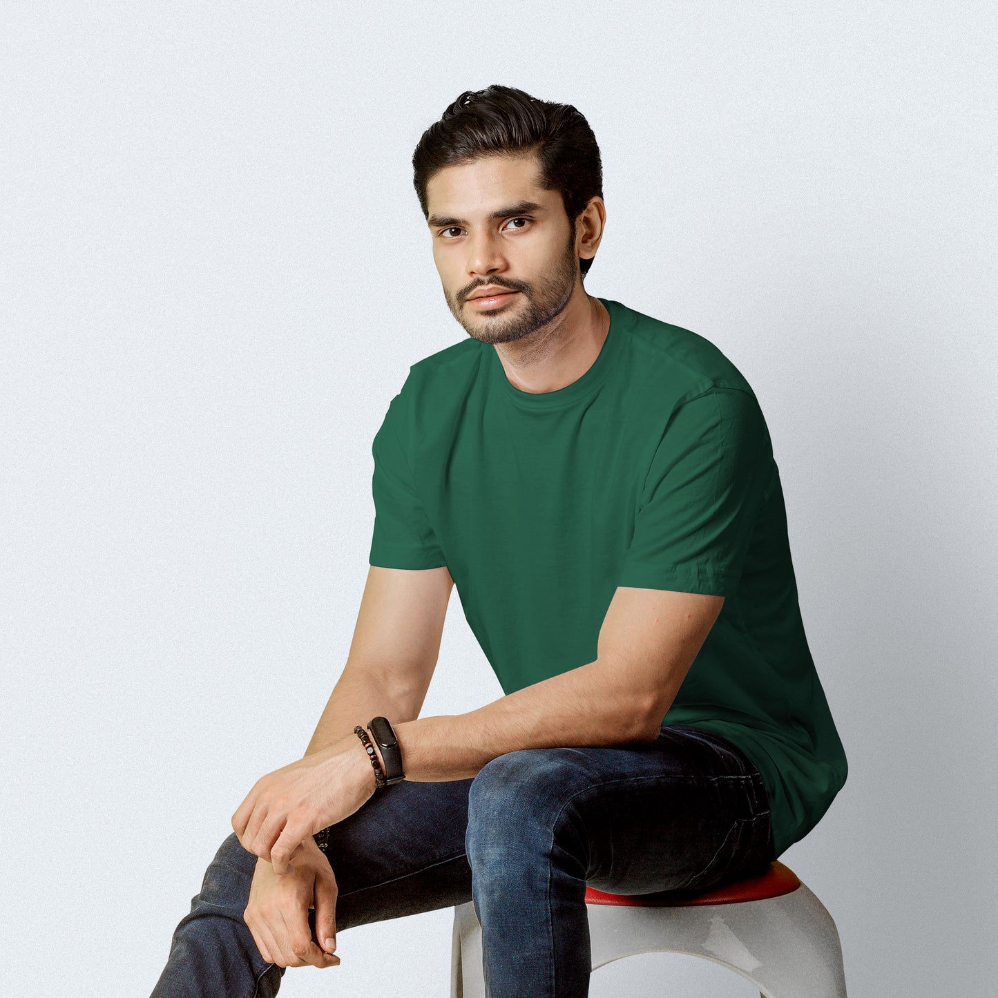 Half Sleeves Dark Green T-shirt For Men- FlyingCart.pk
