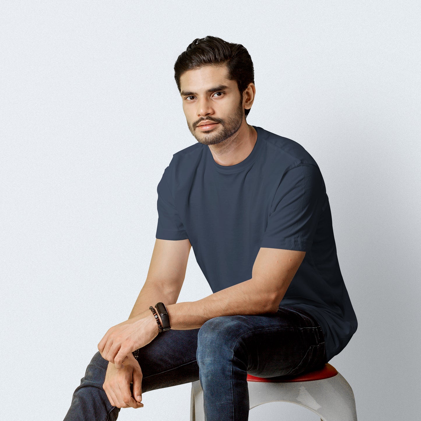 Half Sleeves Charcoal Grey T-shirt For Men- FlyingCart.pk