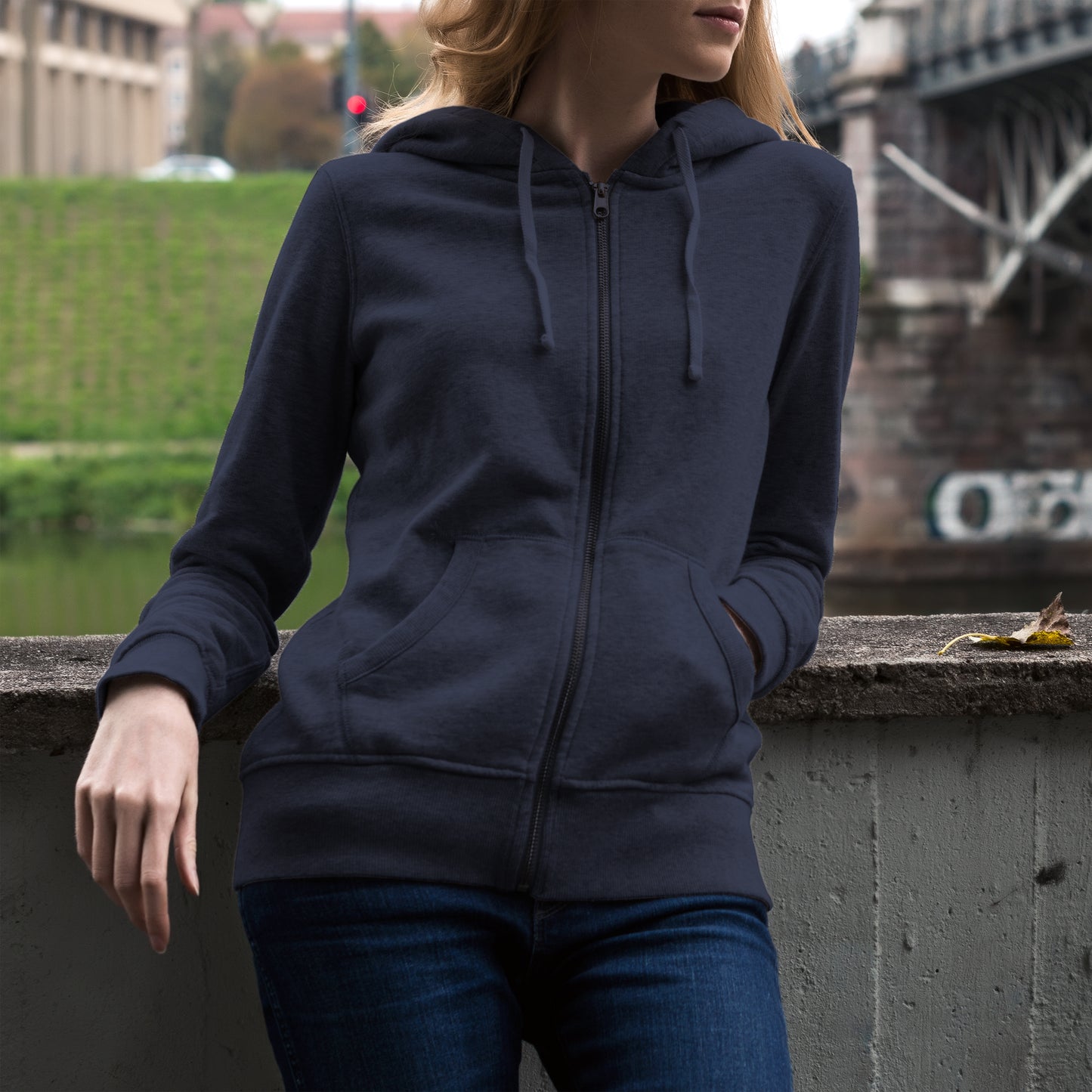 Women Zipper Hoodie Charcoal Grey- FlyingCart.pk