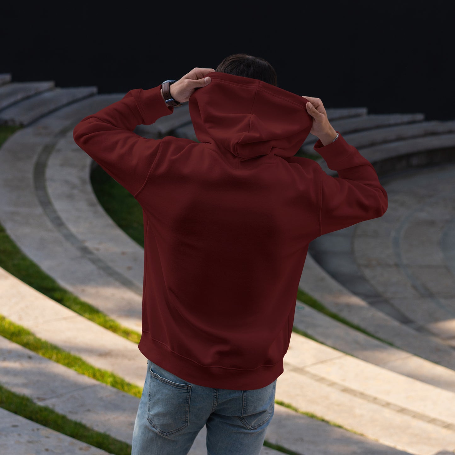 Men Pullover Hoodie Maroon- FlyingCart.pk