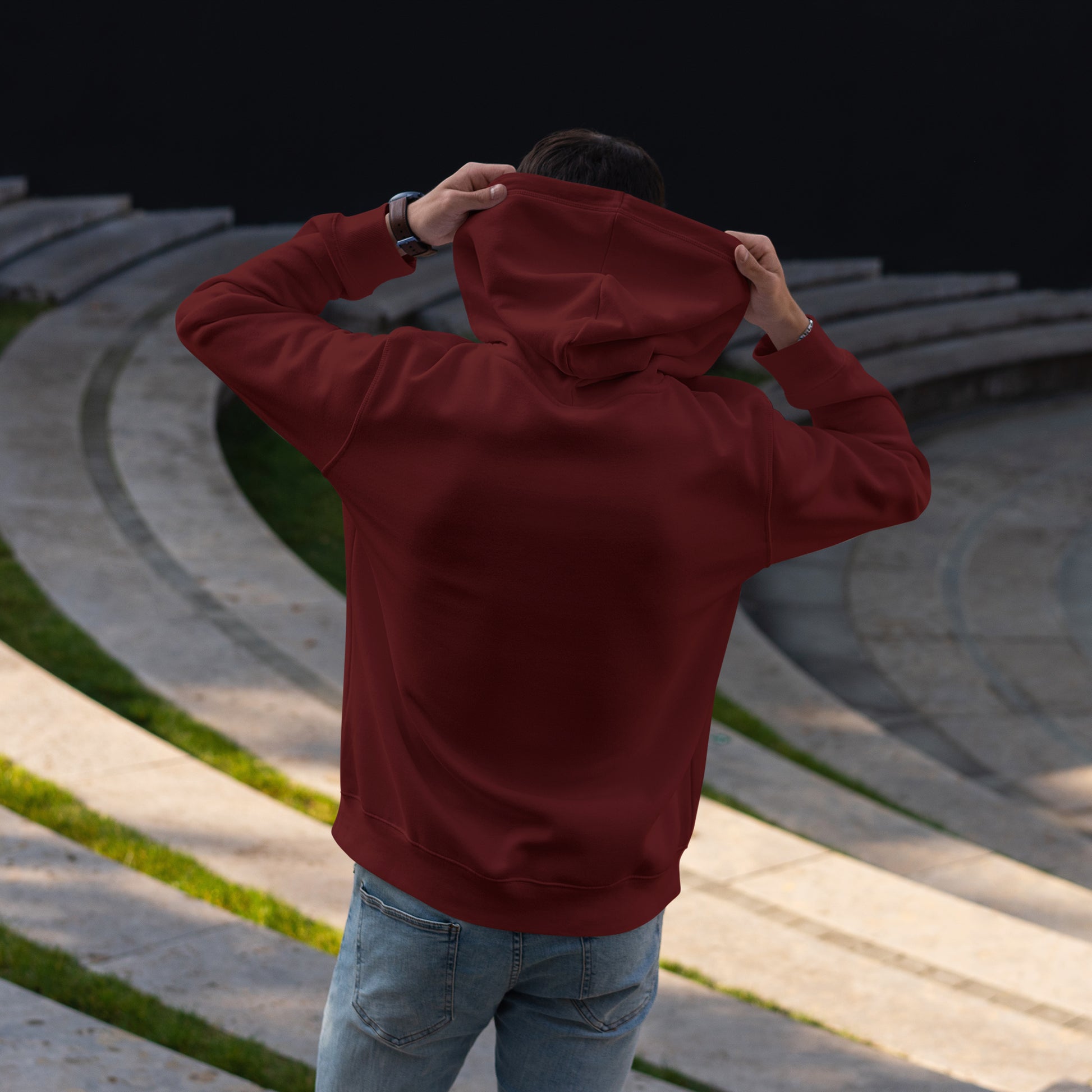 Men Pullover Hoodie Maroon- FlyingCart.pk