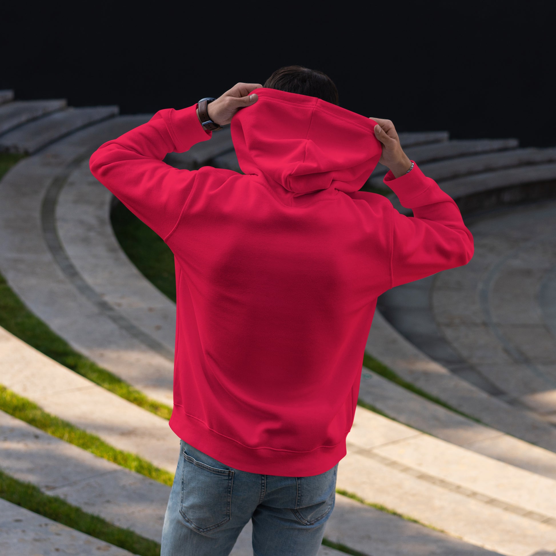 Men Pullover Hoodie Red- FlyingCart.pk