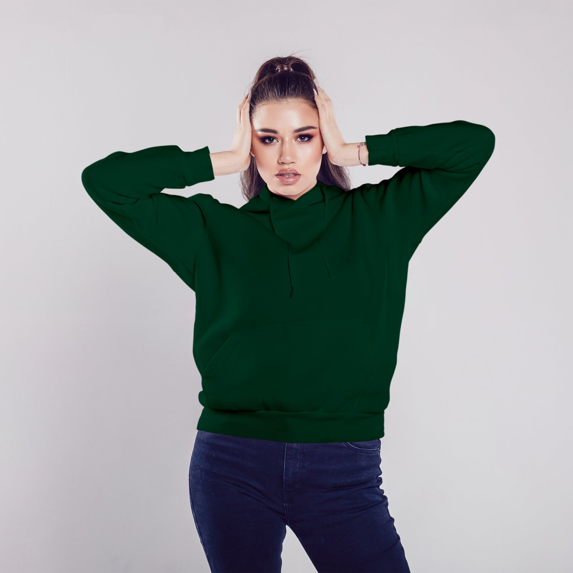 Women Pullover Hoodie Dark Green- FlyingCart.pk