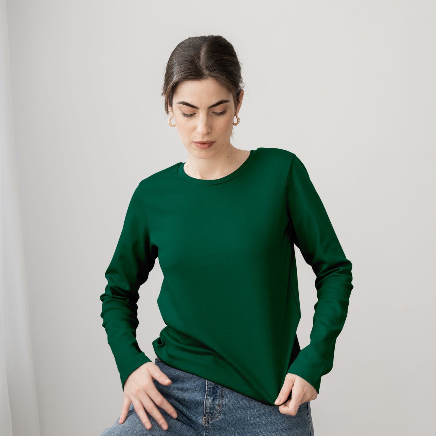 Dark Green Full Sleeve T-Shirt for Women- FlyingCart.pk