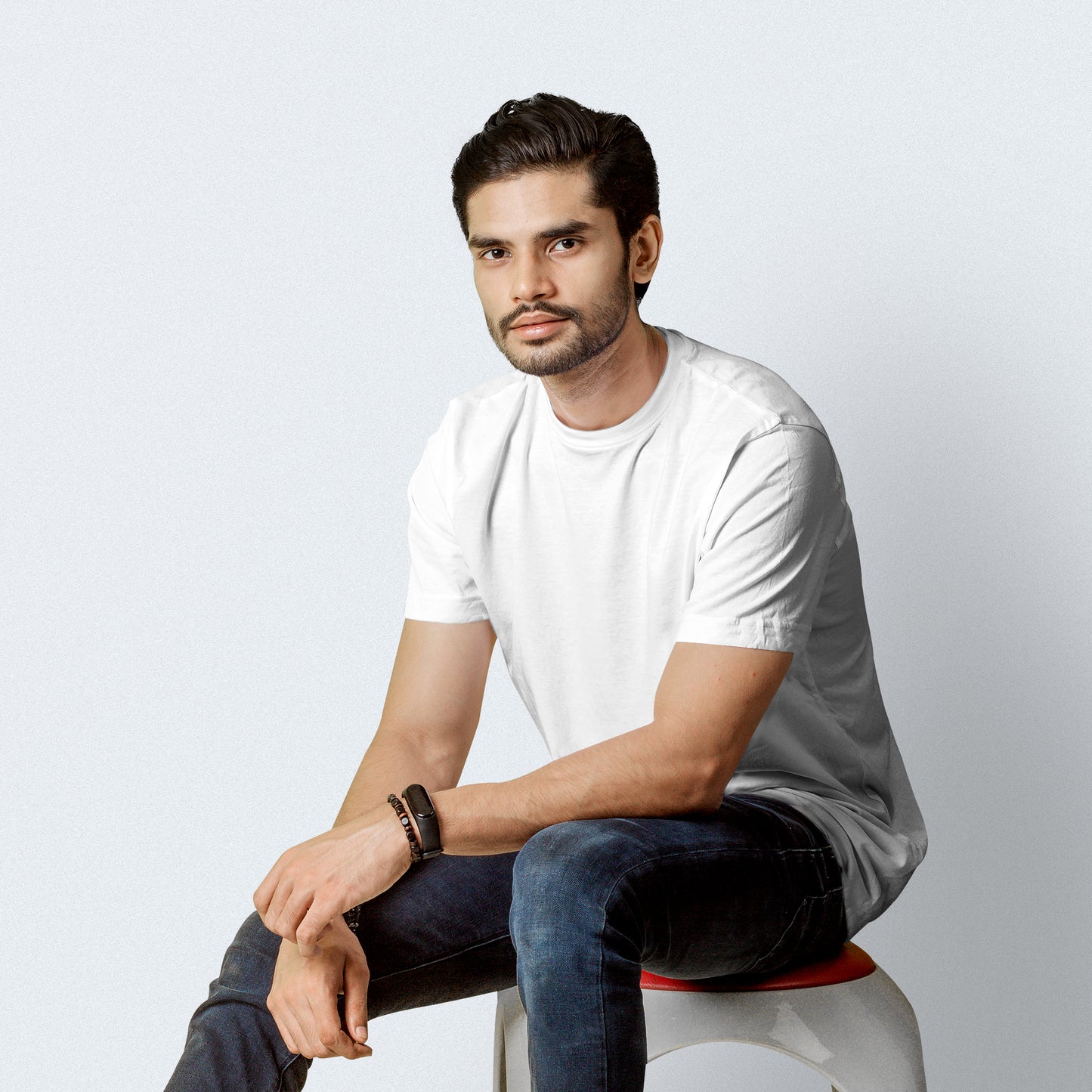 Half Sleeves White T-shirt For Men - FlyingCart.pk