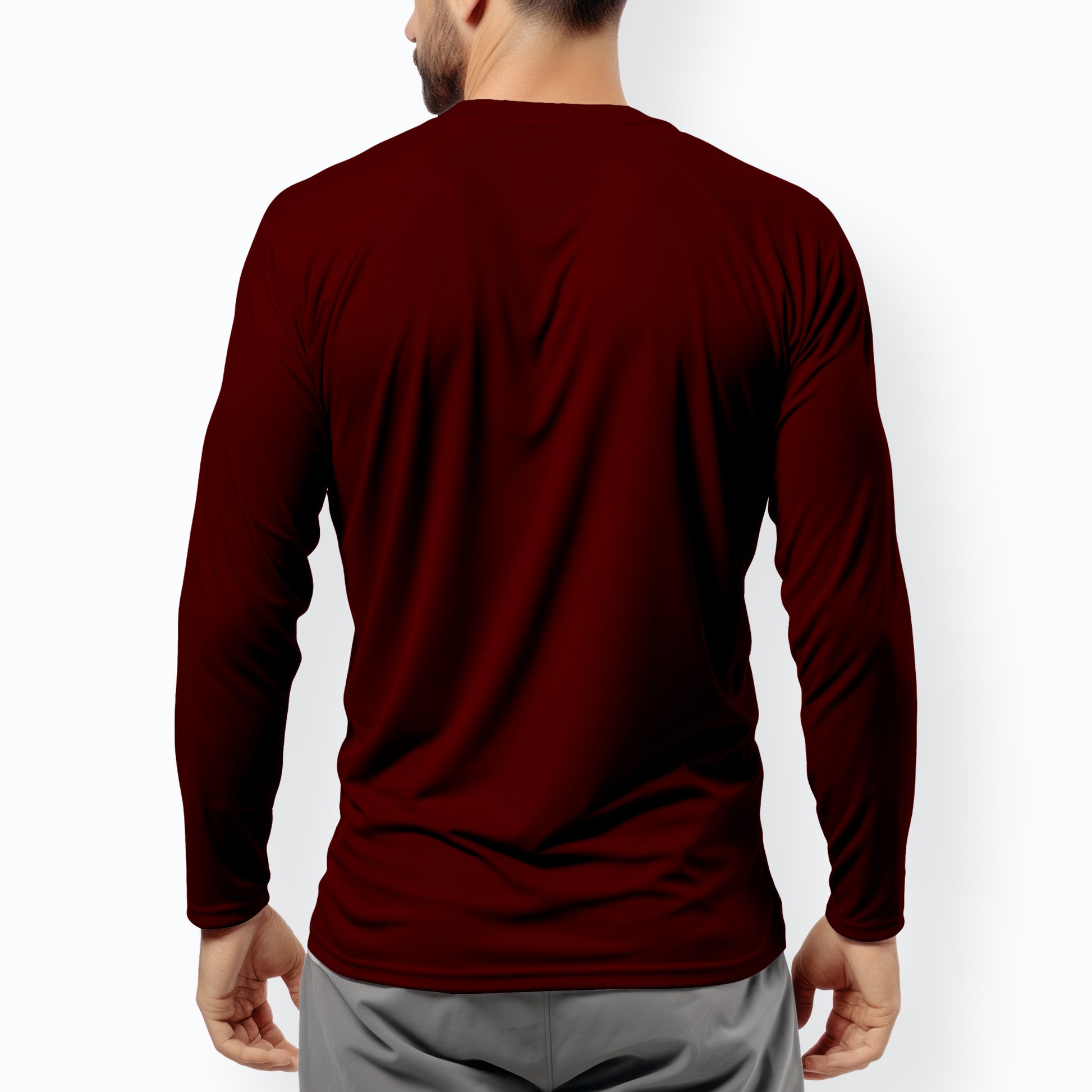 Full Sleeves Maroon T-Shirt For Men - FlyingCart.pk