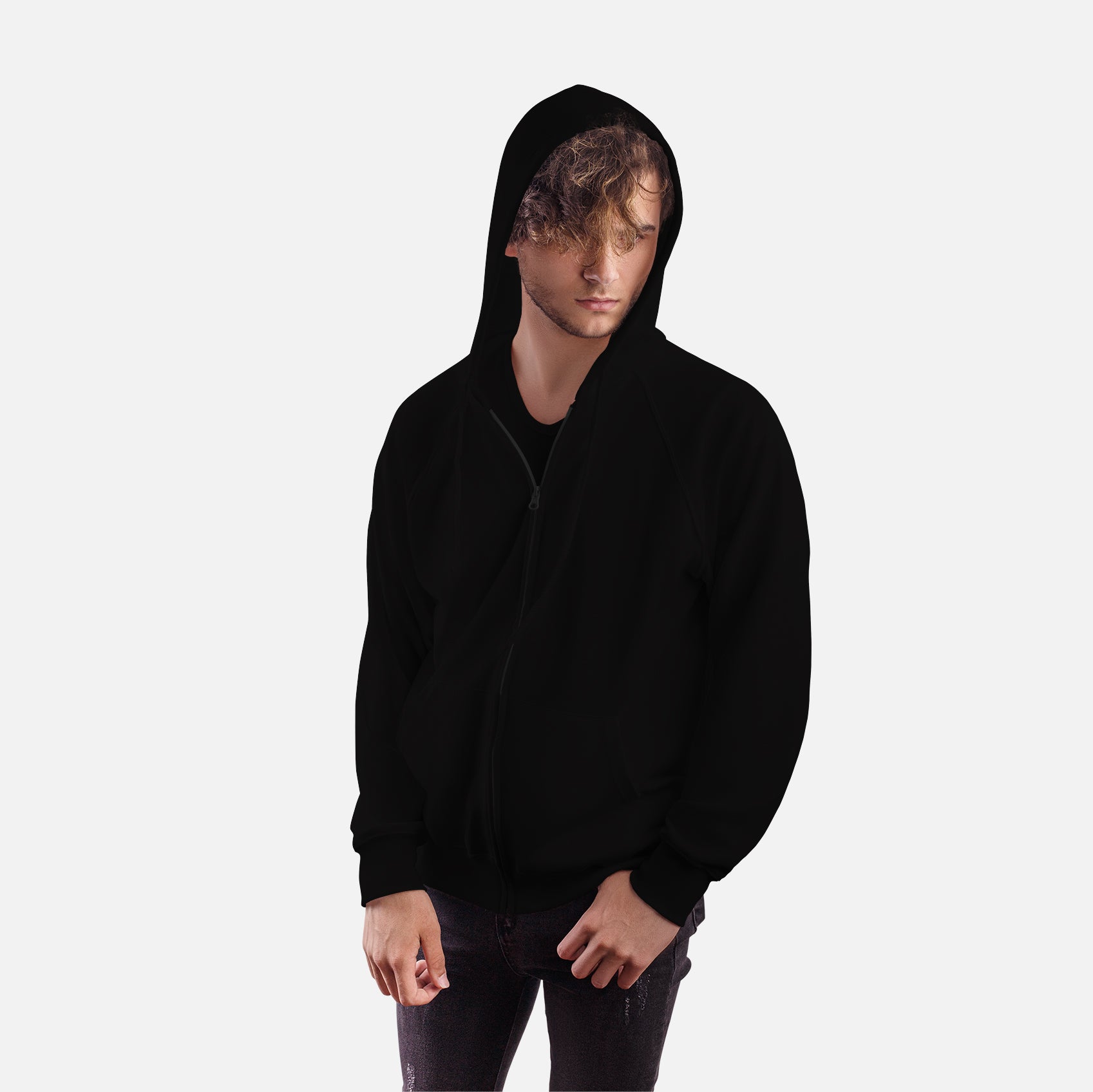 Zipper Hoodie Black- FlyingCart.pk