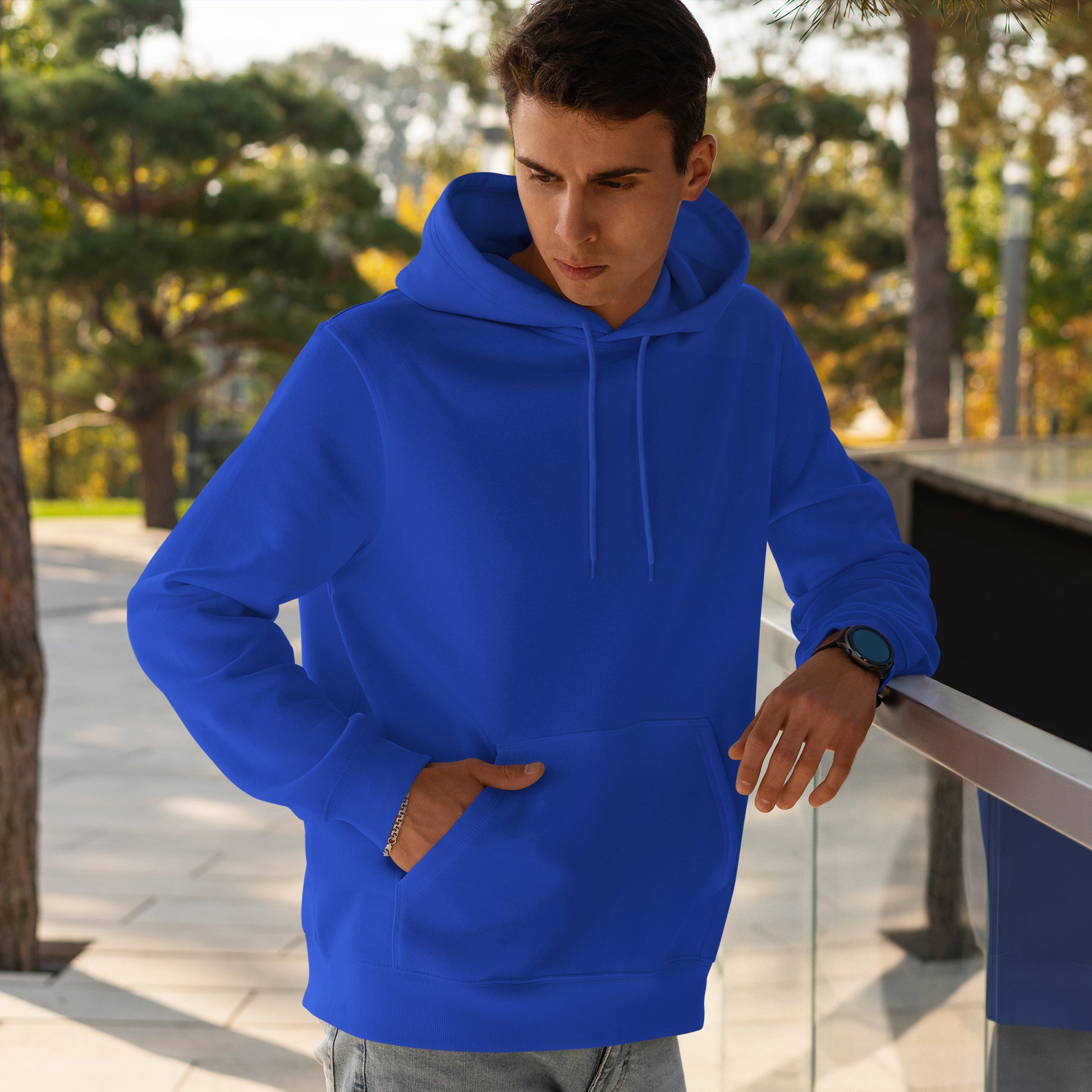 Men Pullover Hoodie Royal Blue- FlyingCart.pk