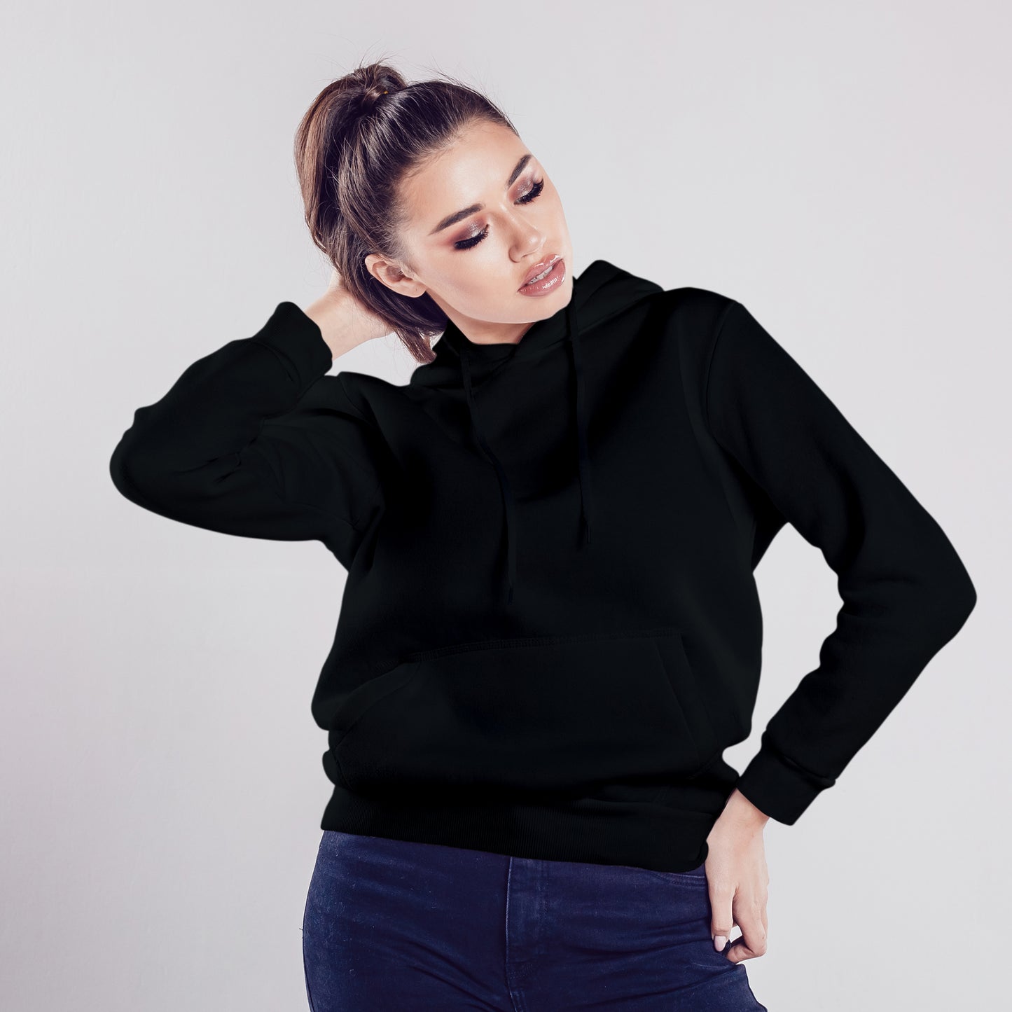 Women Pullover Hoodie Black- FlyingCart.pk