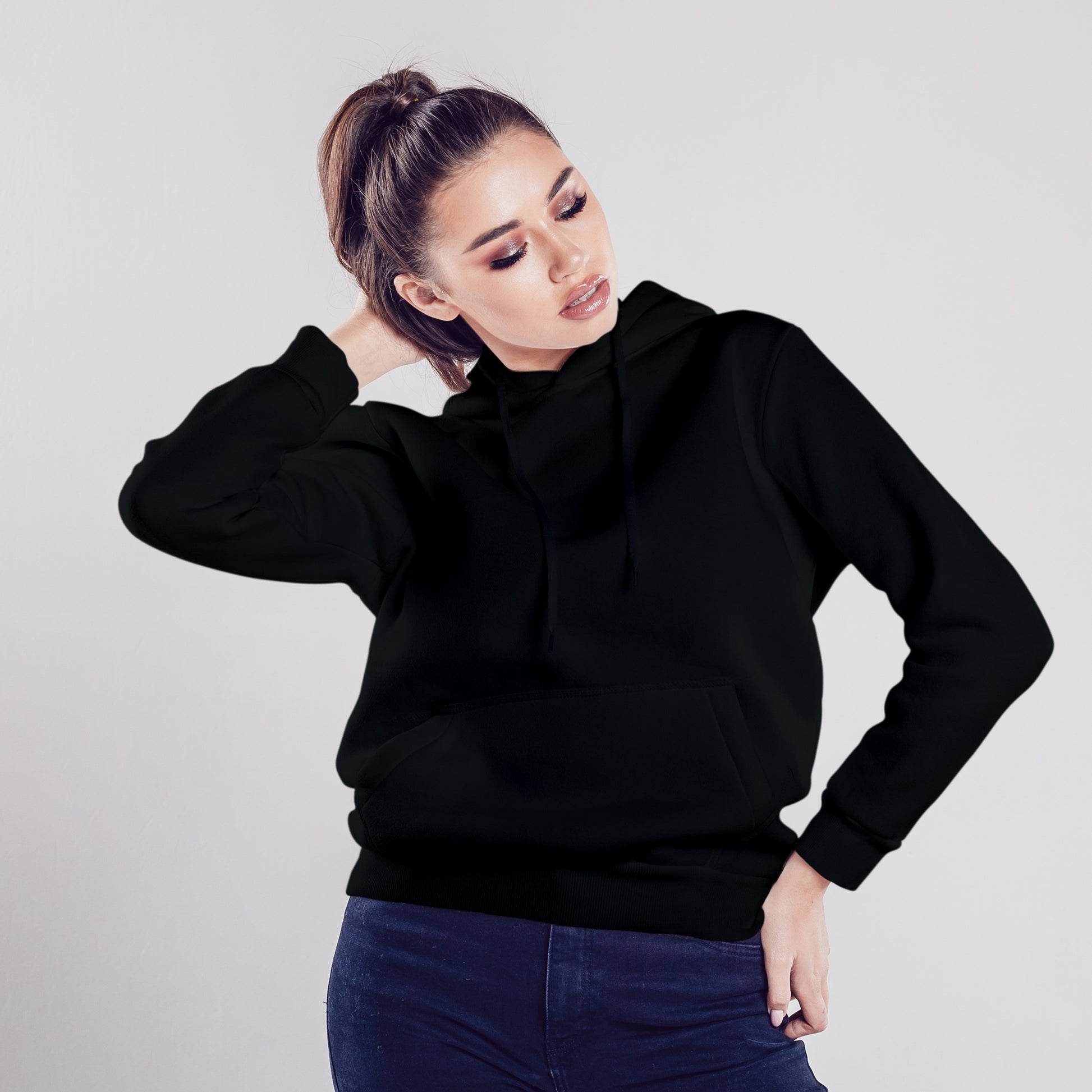 Women Pullover Hoodie Black- FlyingCart.pk