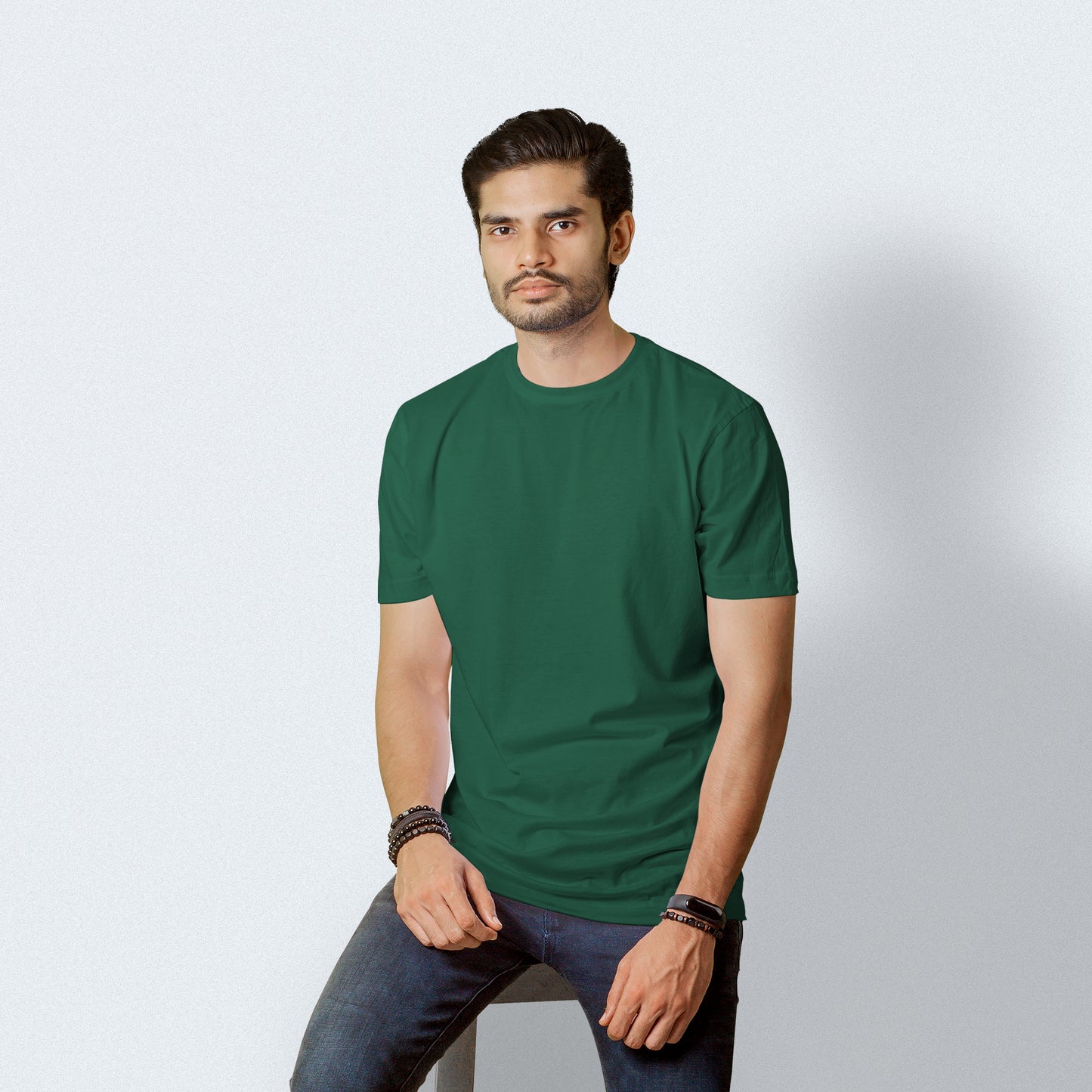 Half Sleeves Dark Green T-shirt For Men- FlyingCart.pk