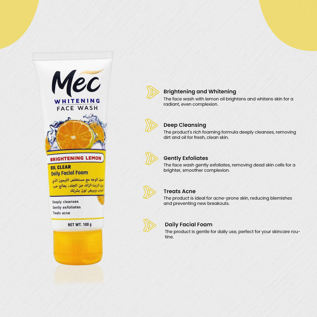 Mec Whitening Oil Clear Face wash 100gm - Flyingcart.pk