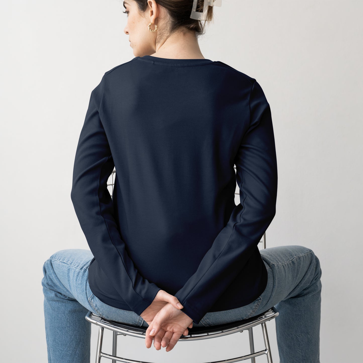 Navy Blue Full Sleeve T-Shirt for Women- FlyingCart.pk