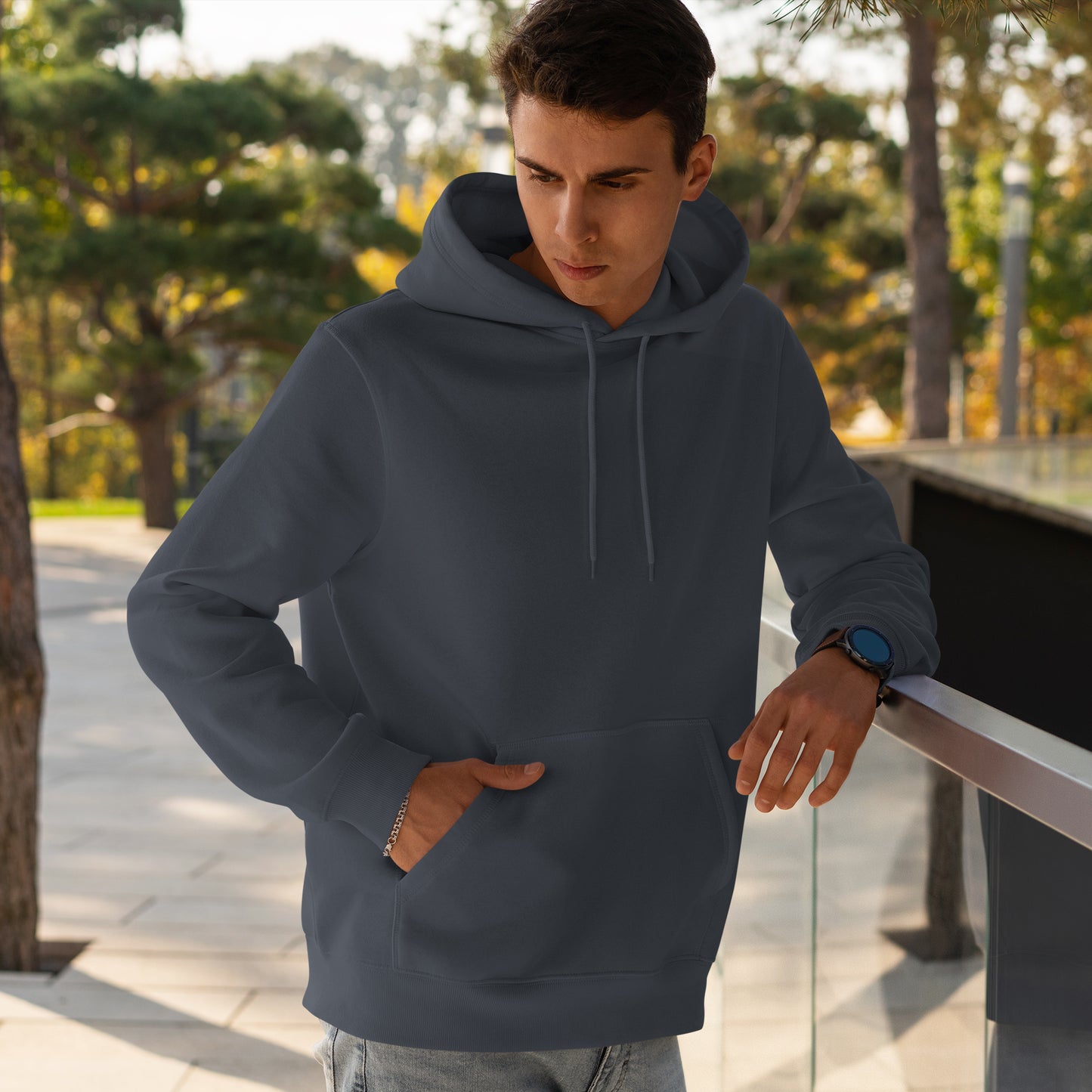 Men Pullover Hoodie Charcoal Grey- FlyingCart.pk