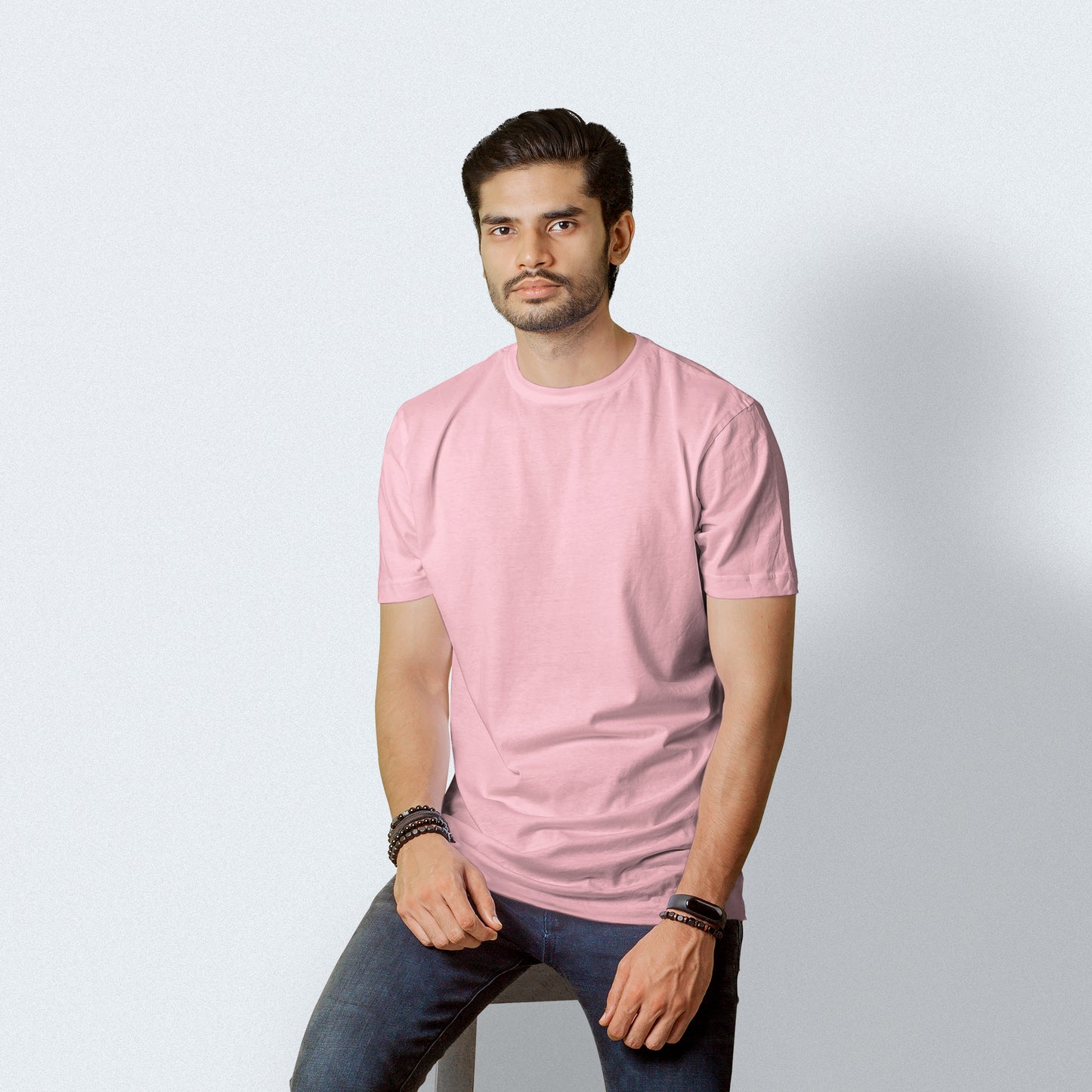 Half Sleeves Light Pink T-shirt For Men - FlyingCart.pk
