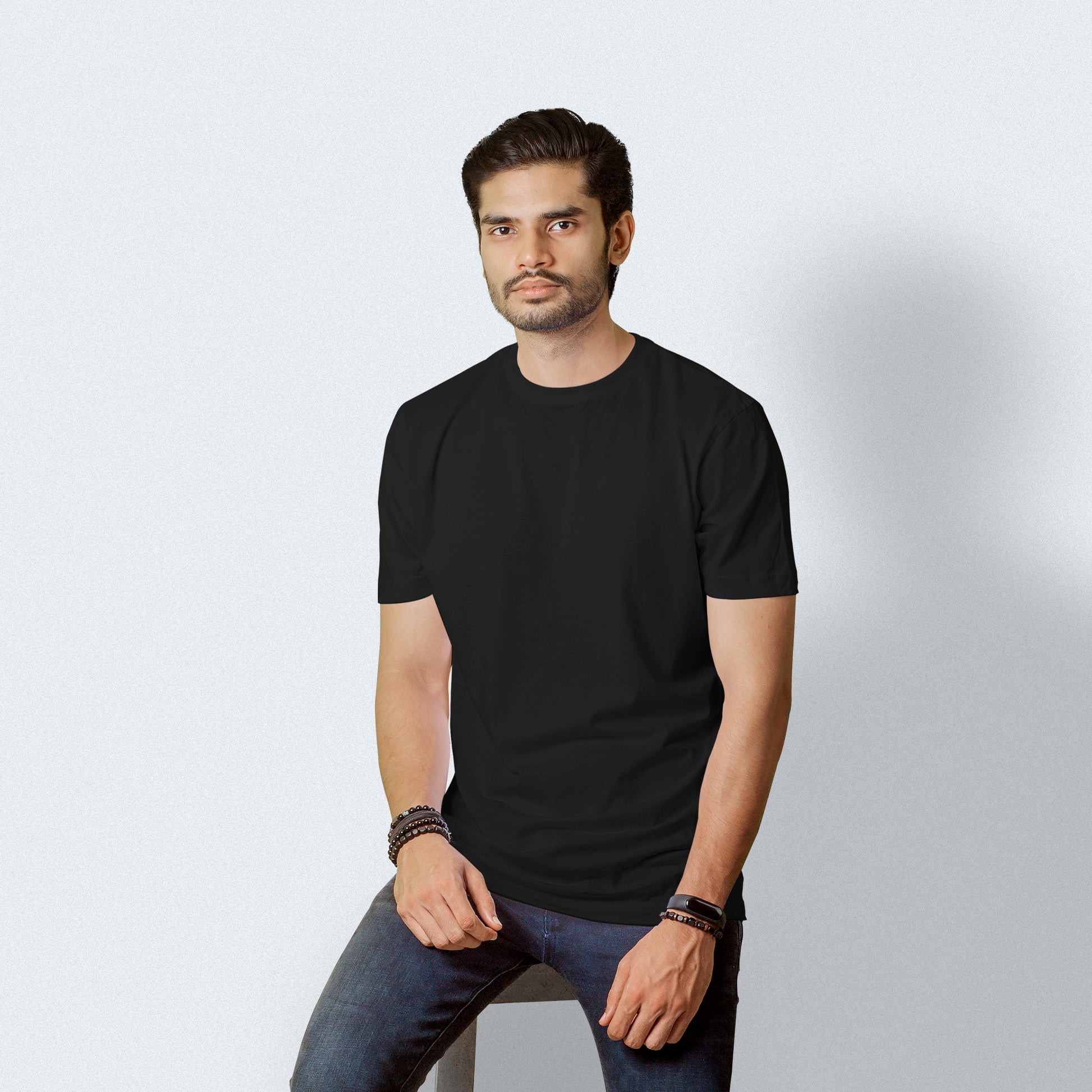 Half Sleeves Black T-shirt For Men - FlyingCart.pk