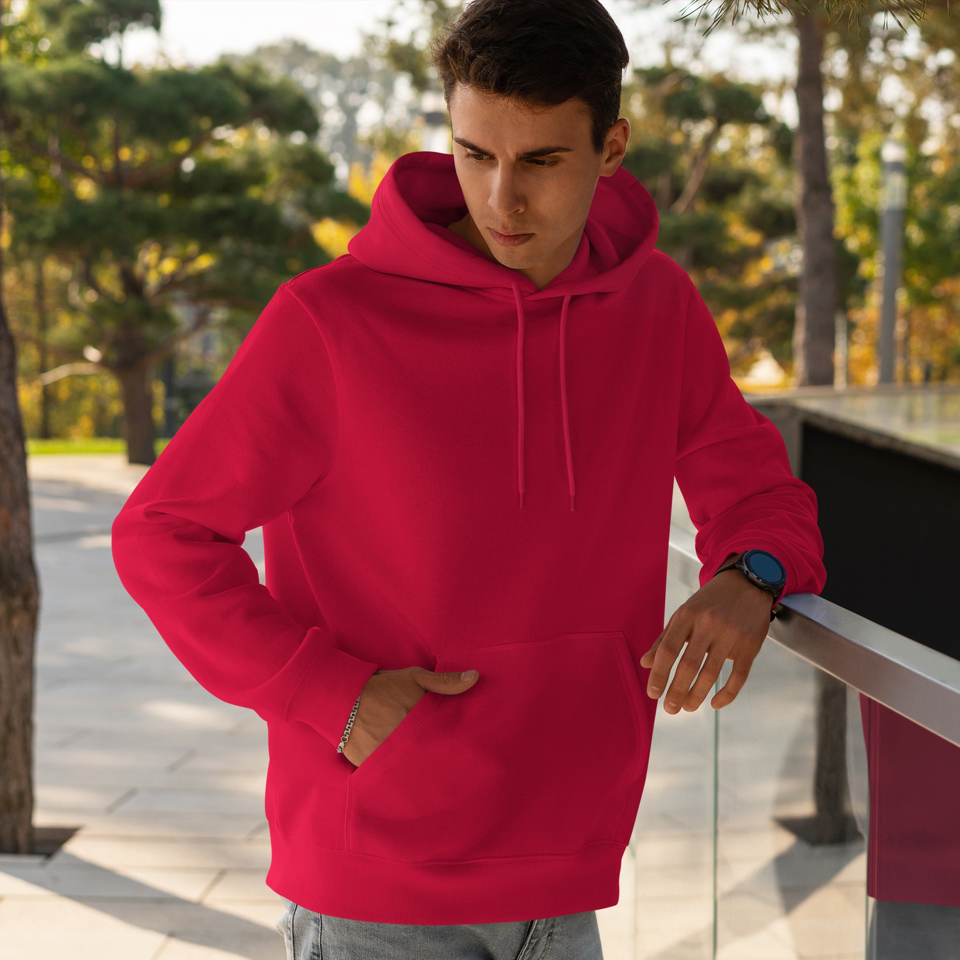 Men Pullover Hoodie Red- FlyingCart.pk