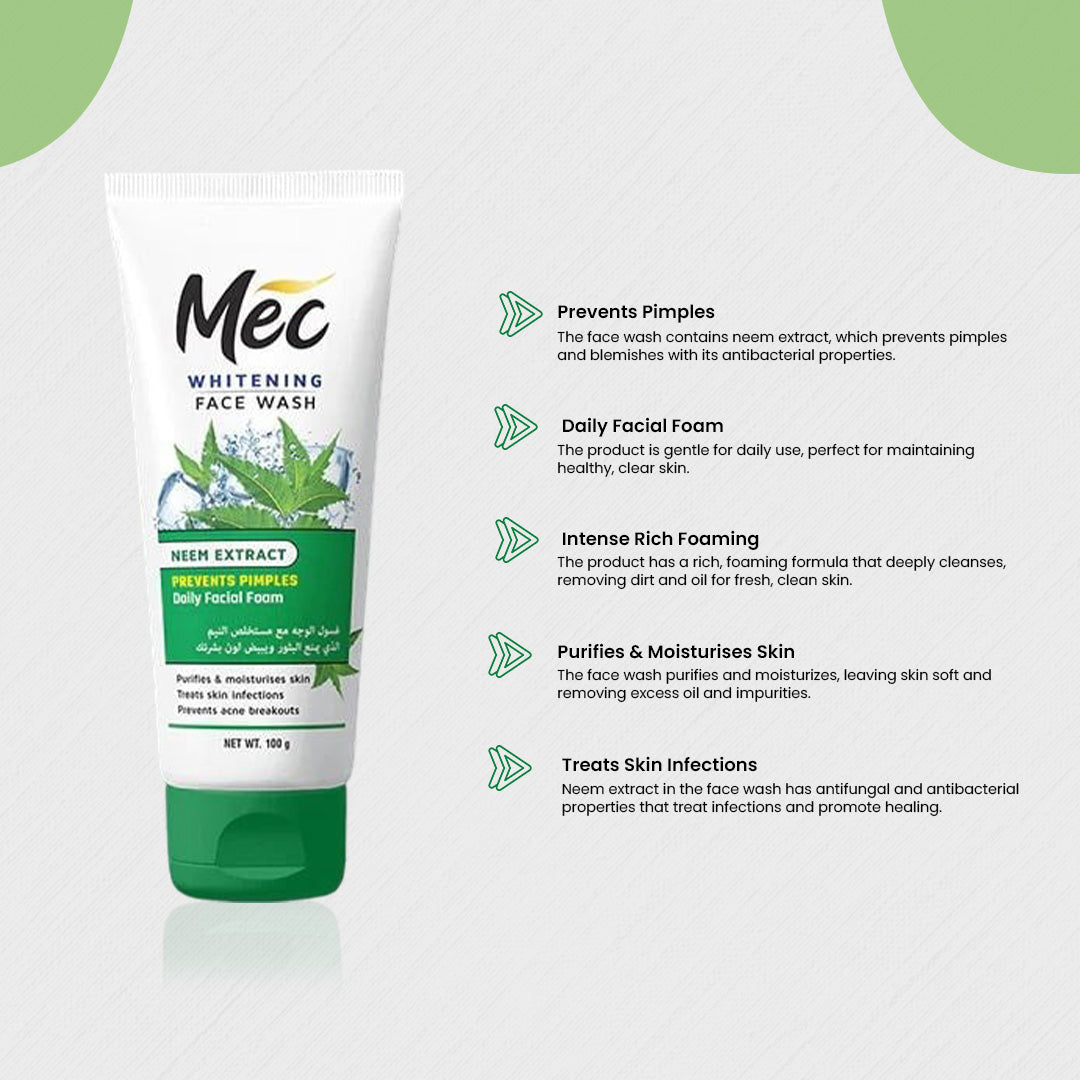 Mec Whitening Neem Extract Face wash 100ml - FlyingCart.pk