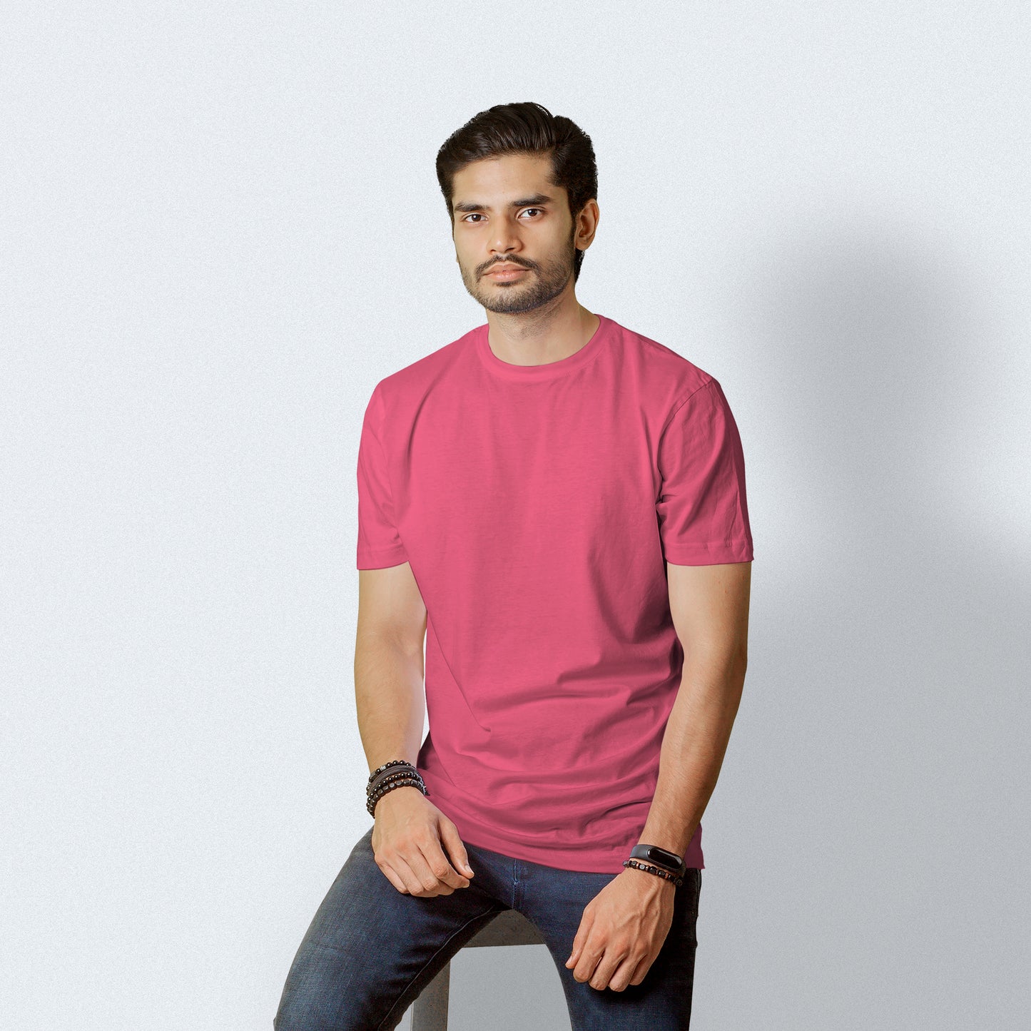 Half Sleeves Hot Pink T-shirt For Men- FlyingCart.pk