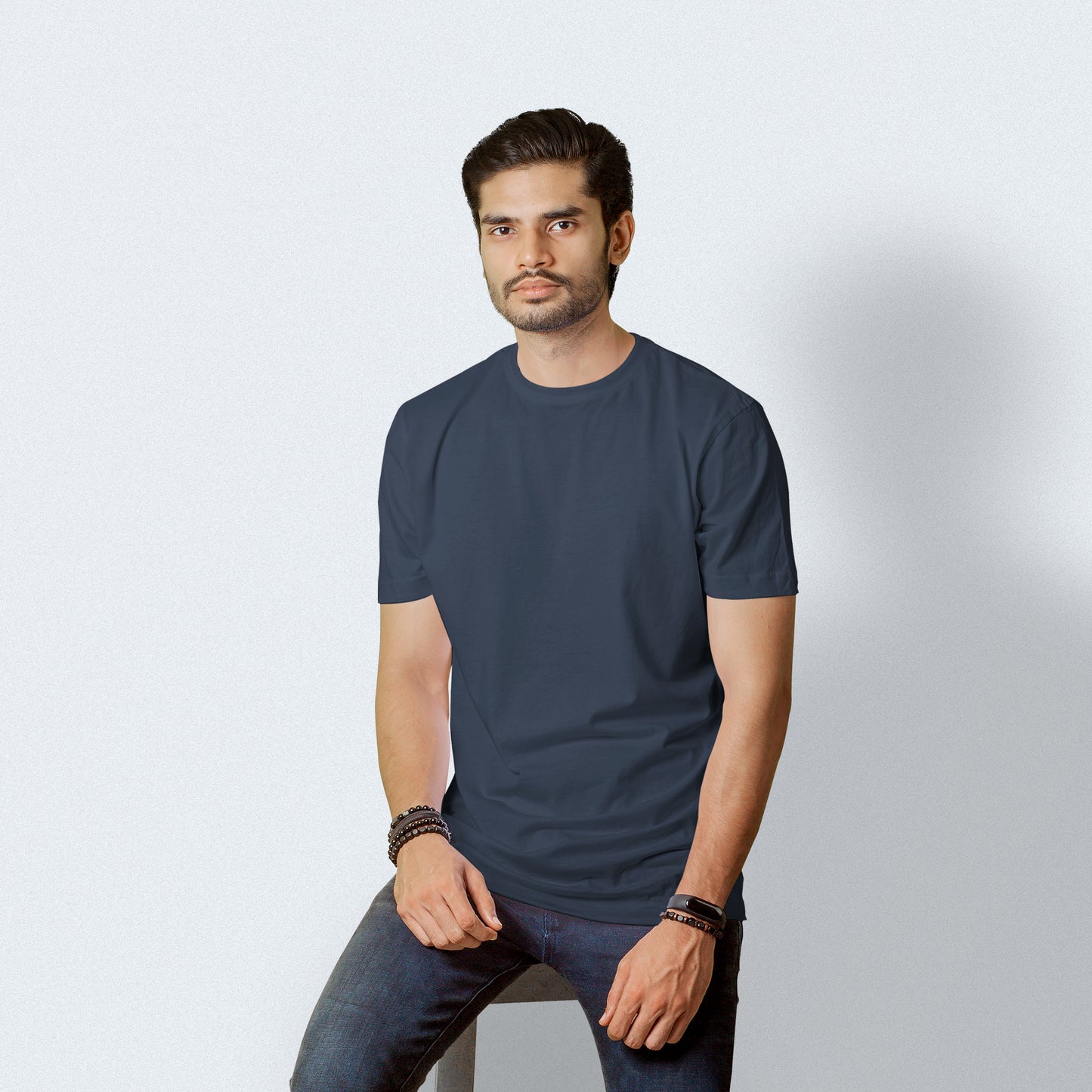 Half Sleeves Charcoal Grey T-shirt For Men- FlyingCart.pk