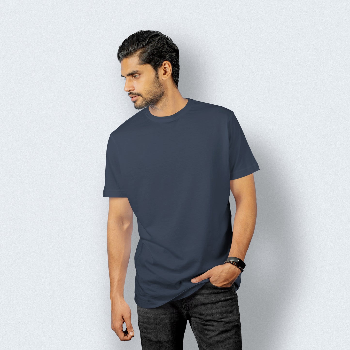 Half Sleeves Charcoal Grey T-shirt For Men- FlyingCart.pk