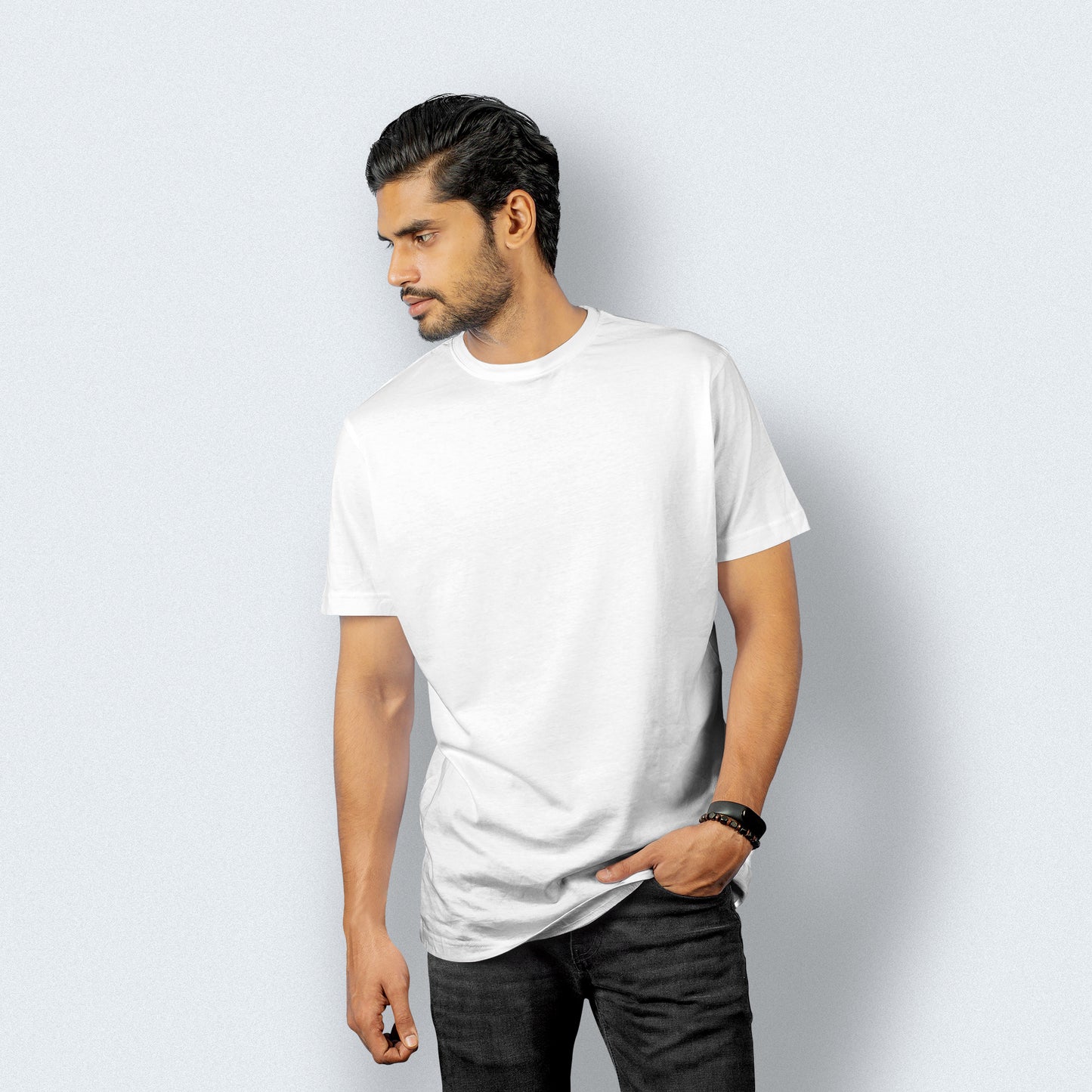 Half Sleeves White T-shirt For Men - FlyingCart.pk