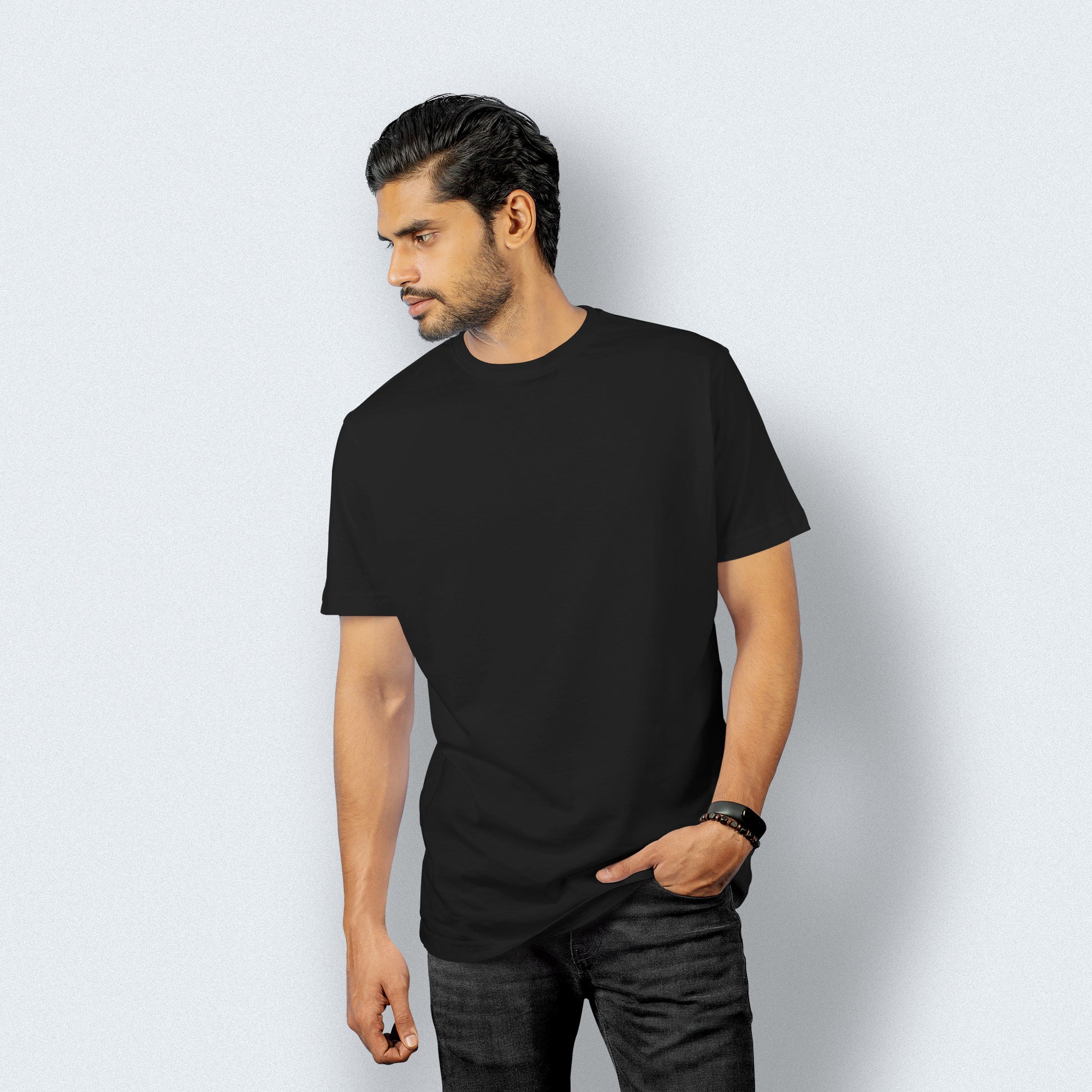 Half Sleeves Black T-shirt For Men - FlyingCart.pk