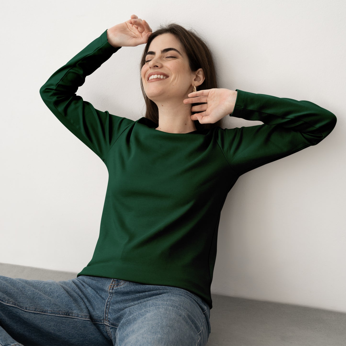 Dark Green Full Sleeve T-Shirt for Women- FlyingCart.pk