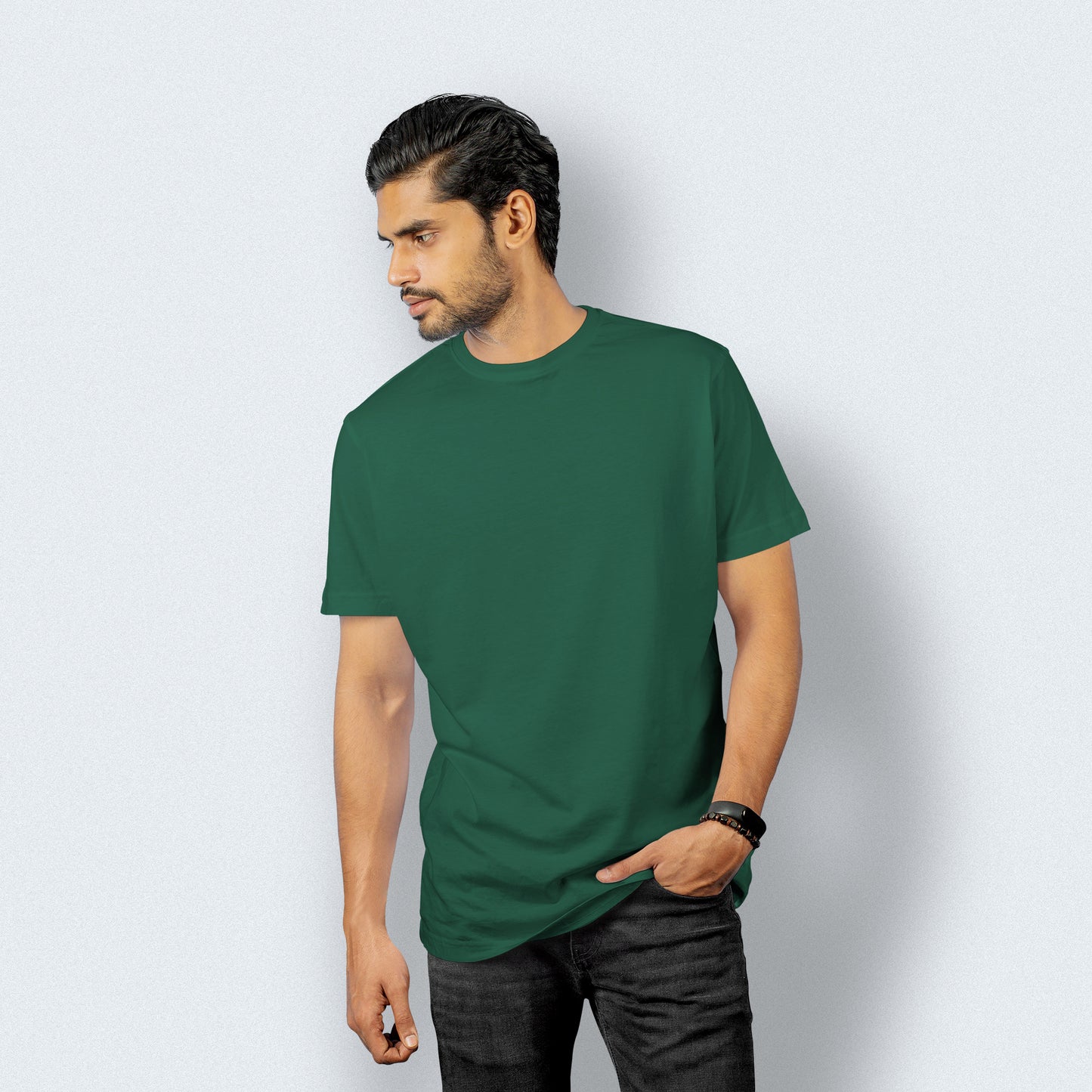 Half Sleeves Dark Green T-shirt For Men- FlyingCart.pk