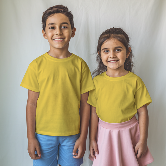 Yellow Kids Half Sleeves Unisex T-Shirt - FlyingCart.pk