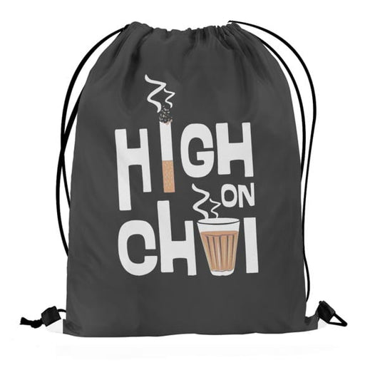 High on Chai – Drawstring Bag - Flyingcart.pk