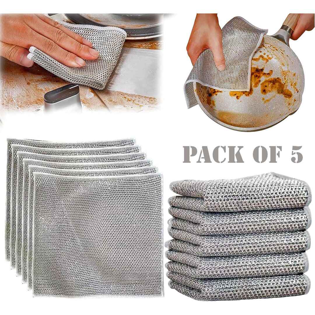 Silver Wire Cleaning Wash Towel Pack of 5 - FlyingCart.pk