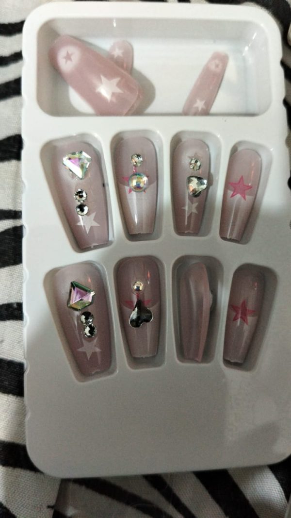 Artificial Nails for Women with Sticking Dots – Stylish, Easy-to-Apply, and Reusable (Random Designs - Flyingcart.pk