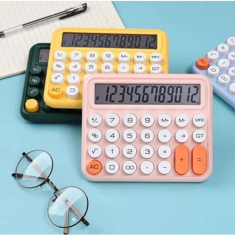 12 Digits Keyboard Style Calculator – Mechanical Buttons for Desktop Financial Accounting - Flyingcart.pk