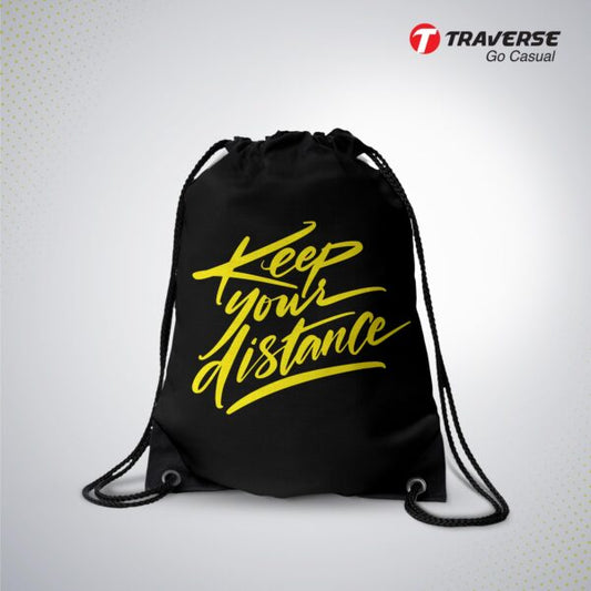 Keep your distance Printed Drawstring Bag - Flyingcart.pk