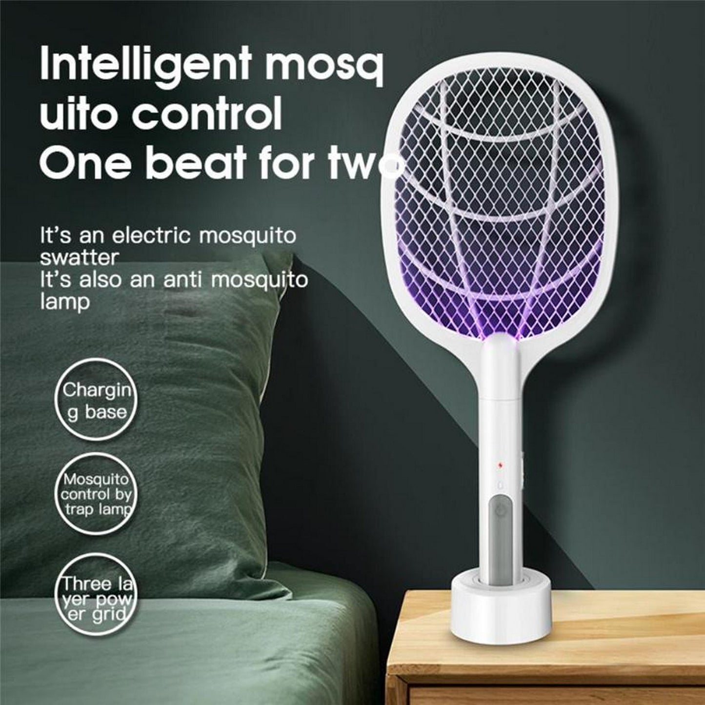 Electric Portable Mosquito Swatter Racket USB Rechargeable (2 In 1) - FlyingCart.pk