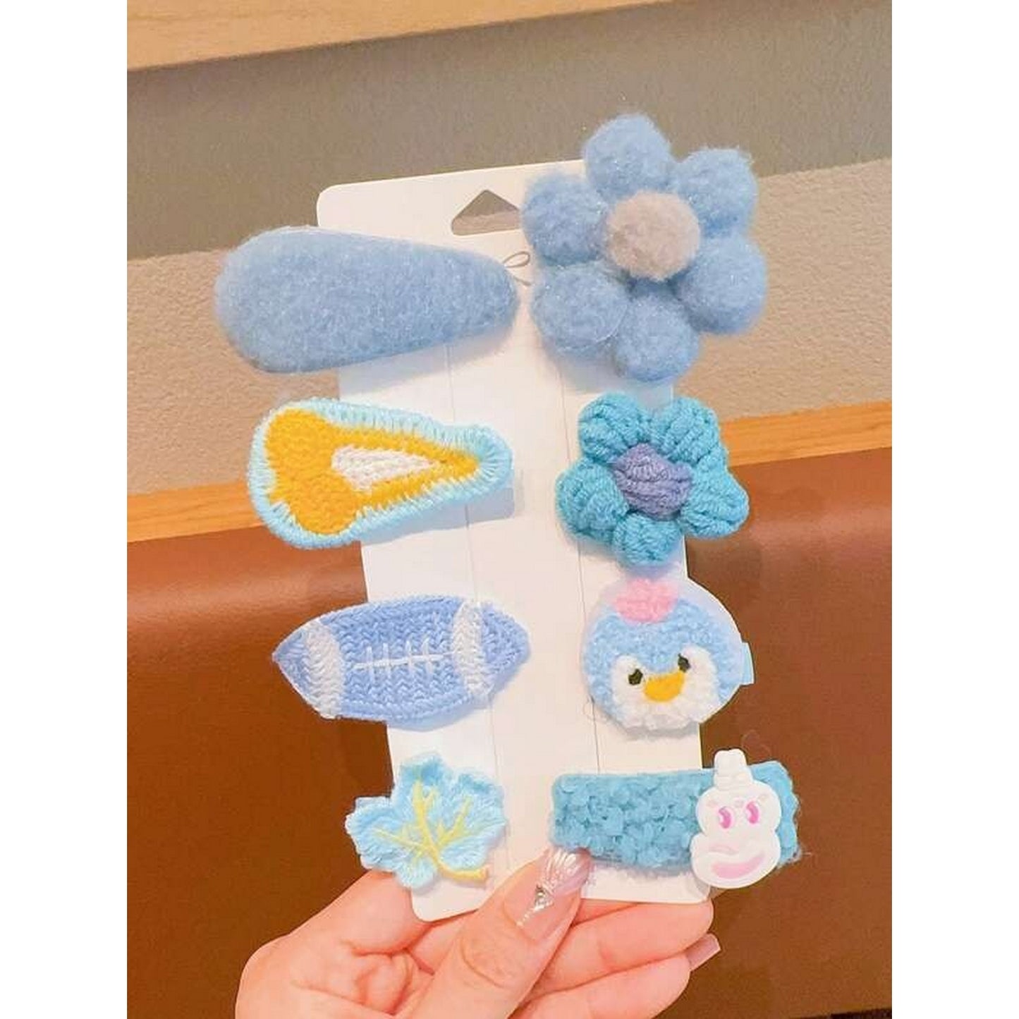 Wool Knitted Hair Clips (Hand Made) 8 Pcs - FlyingCart.pk