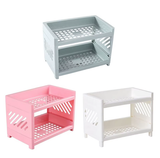 2-Tier Plastic Desk Organizer -FlyingCart.pk