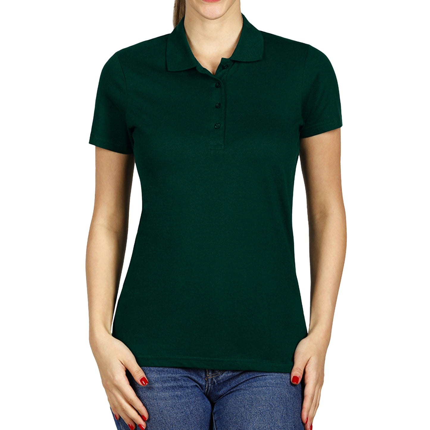 Bottle Green Classy Soft Polo Shirts for Women - FlyingCart.pk